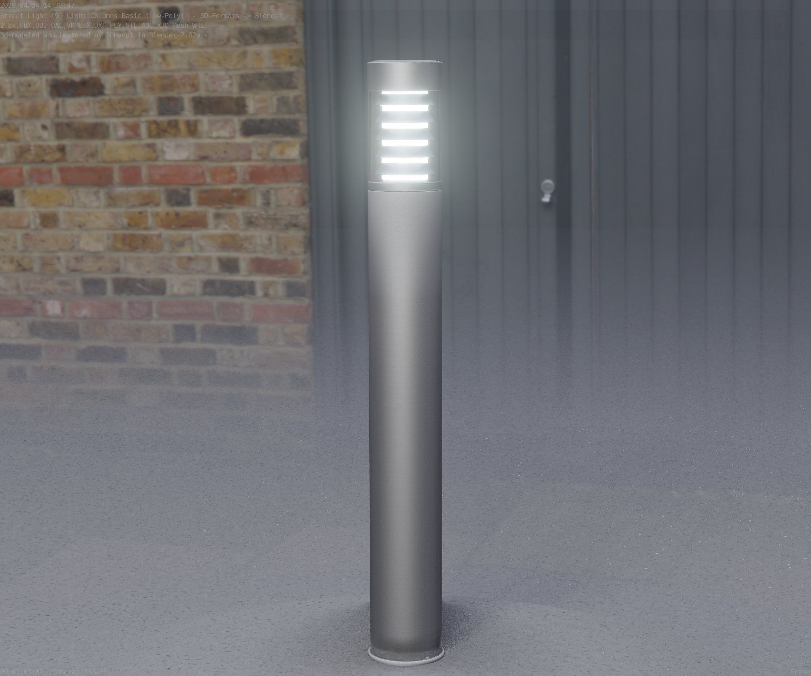 Low-Poly Basic Light Column 16 - Street Light Set-9 Low-poly 3D model_40