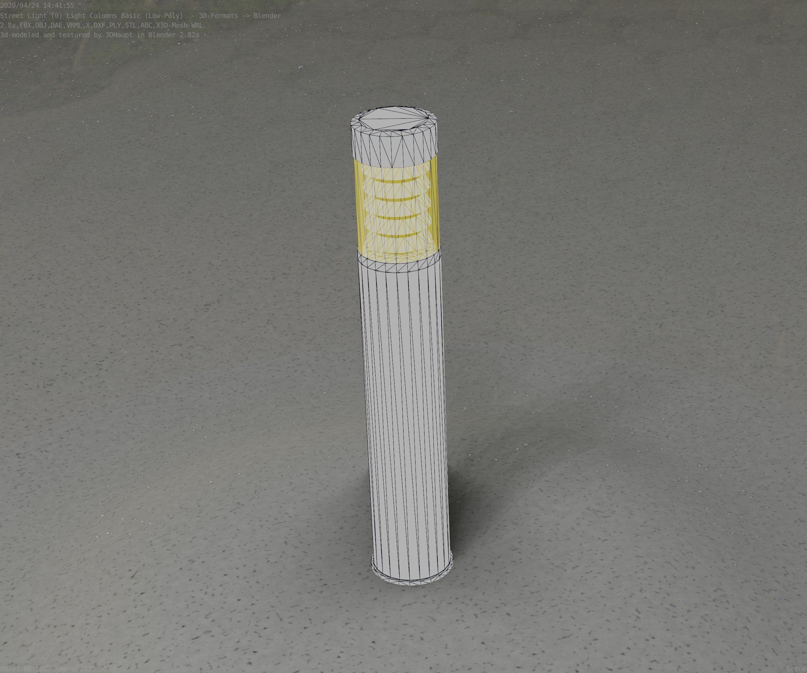 Low-Poly Basic Light Column 17 - Street Light Set-9 Low-poly 3D model_2