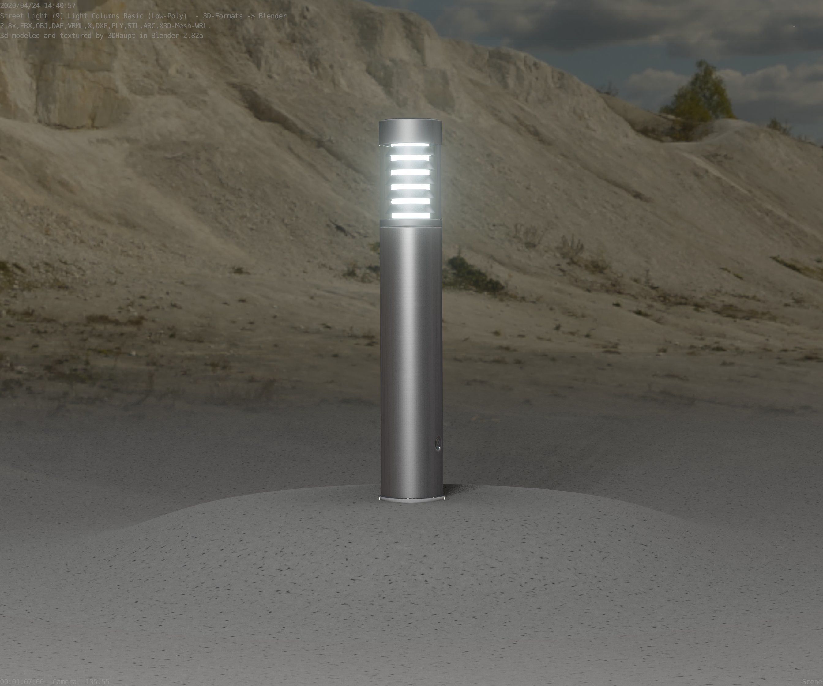 Low-Poly Basic Light Column 17 - Street Light Set-9 Low-poly 3D model_5