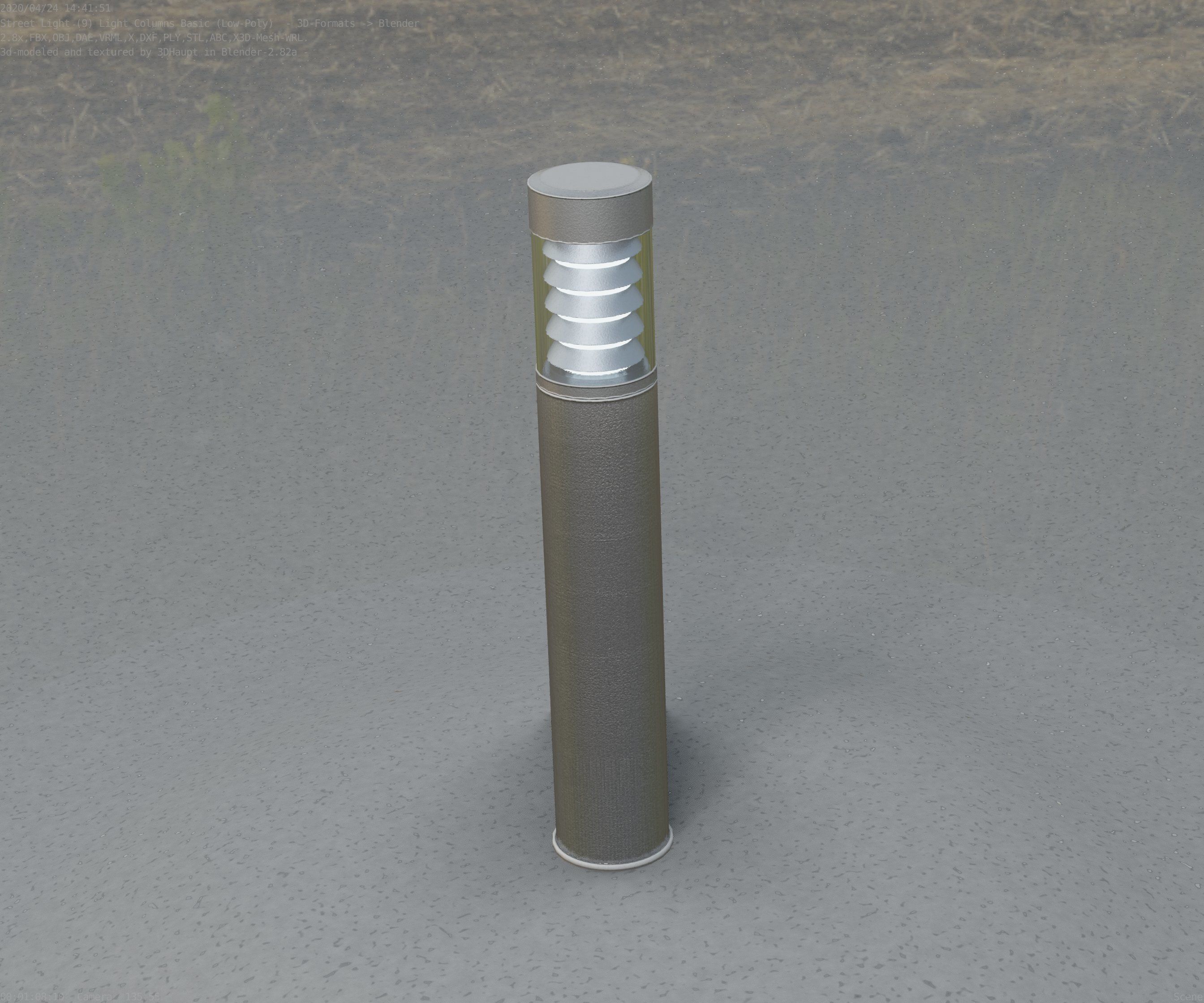 Low-Poly Basic Light Column 17 - Street Light Set-9 Low-poly 3D model_50