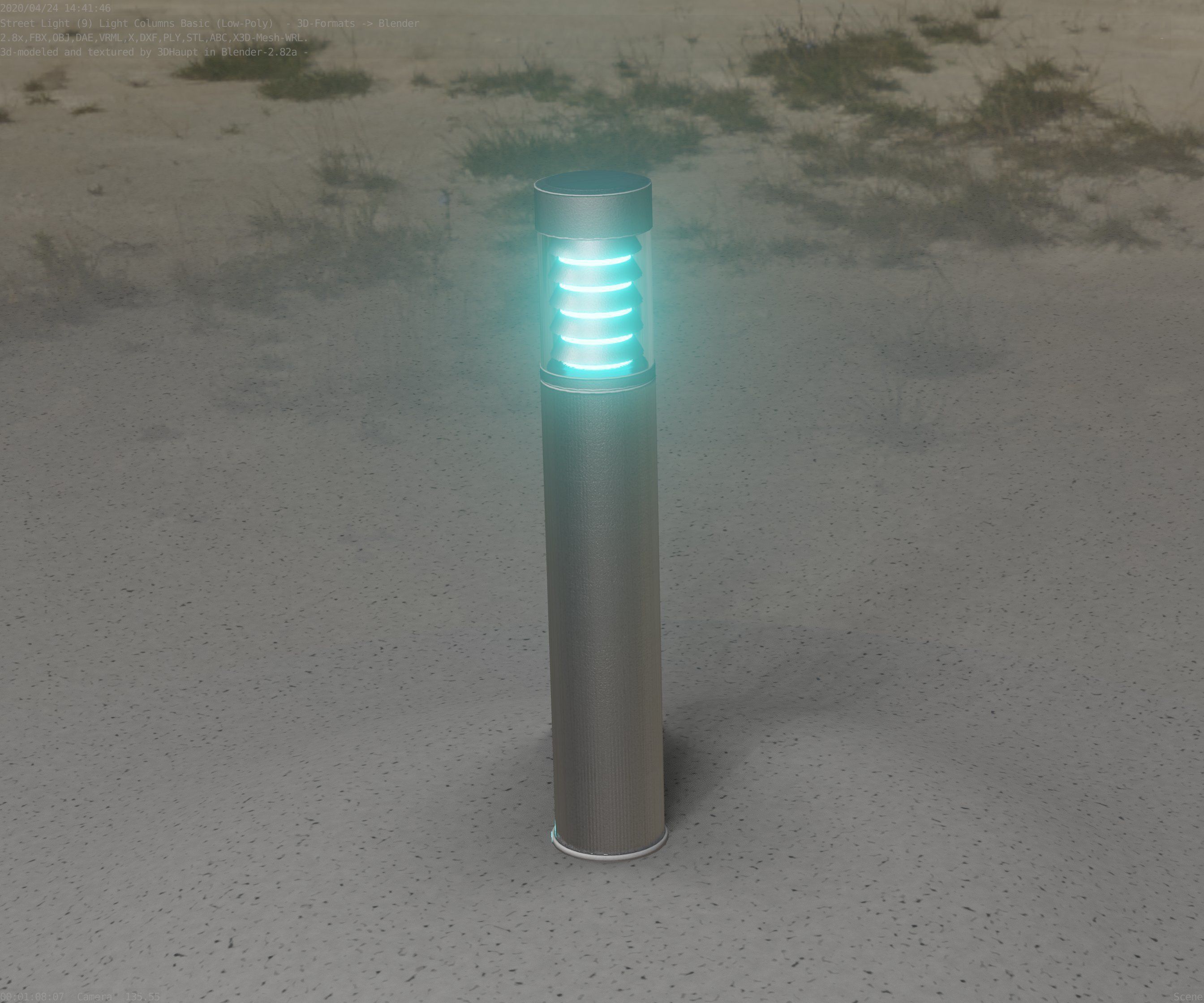 Low-Poly Basic Light Column 17 - Street Light Set-9 Low-poly 3D model_47