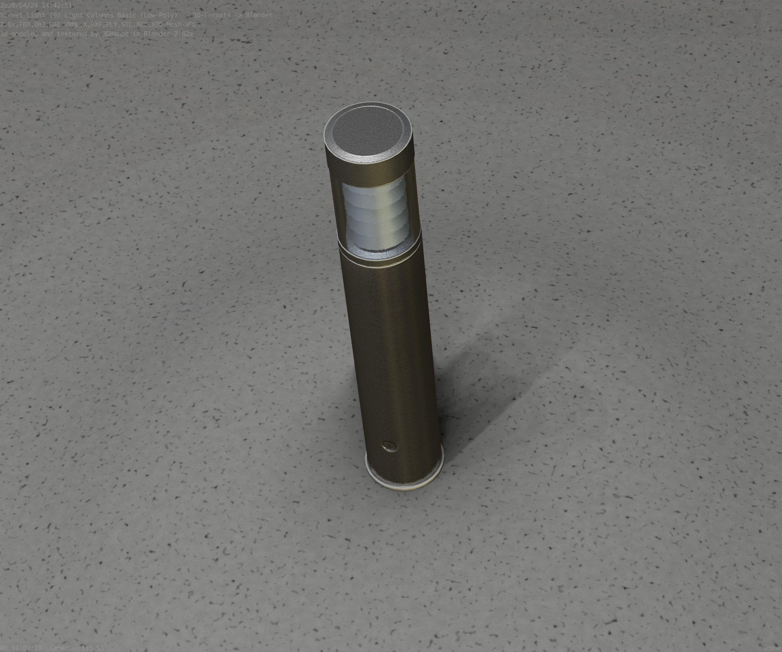 Low-Poly Basic Light Column 17 - Street Light Set-9 Low-poly 3D model_75