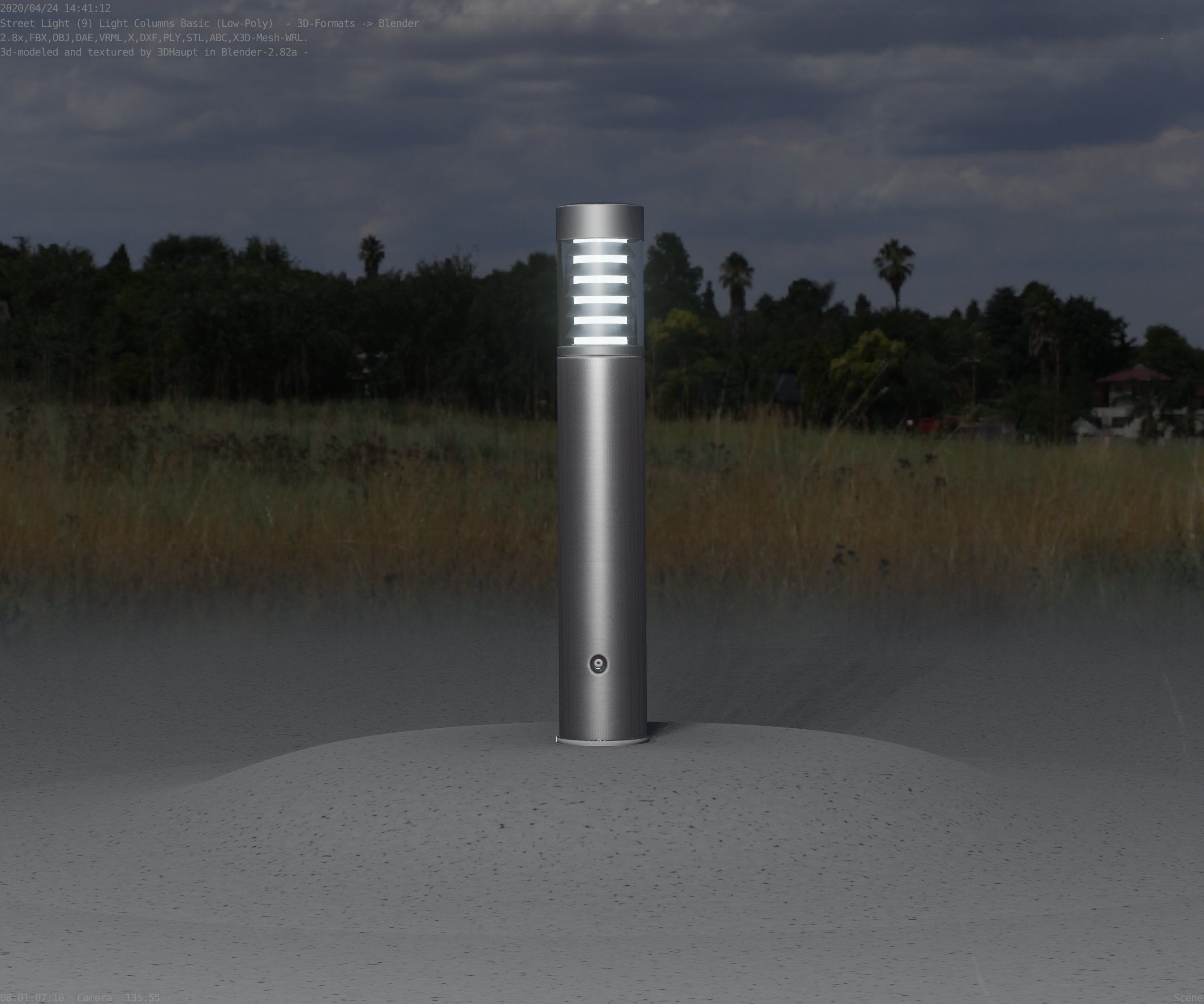 Low-Poly Basic Light Column 17 - Street Light Set-9 Low-poly 3D model_27