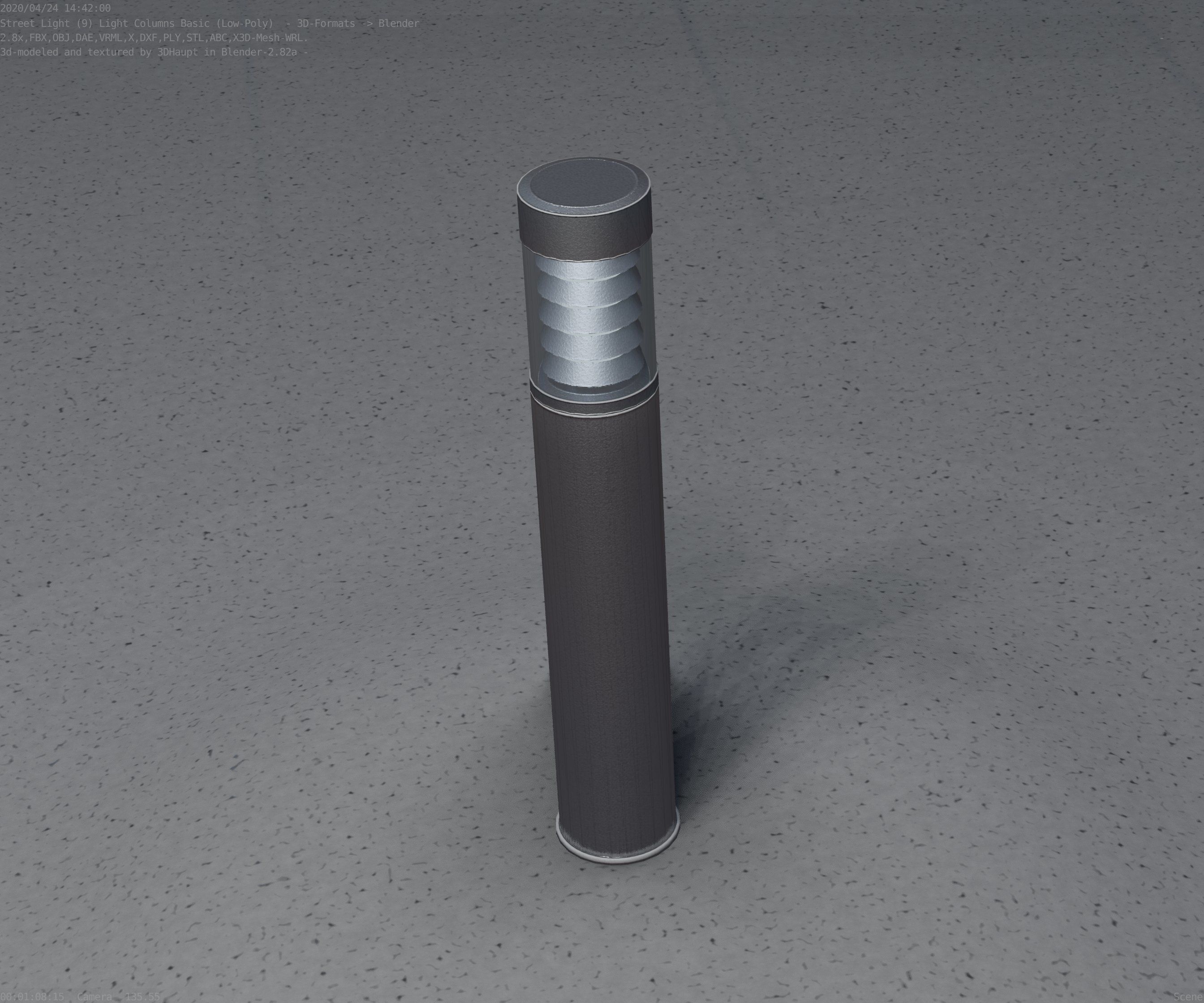 Low-Poly Basic Light Column 17 - Street Light Set-9 Low-poly 3D model_7