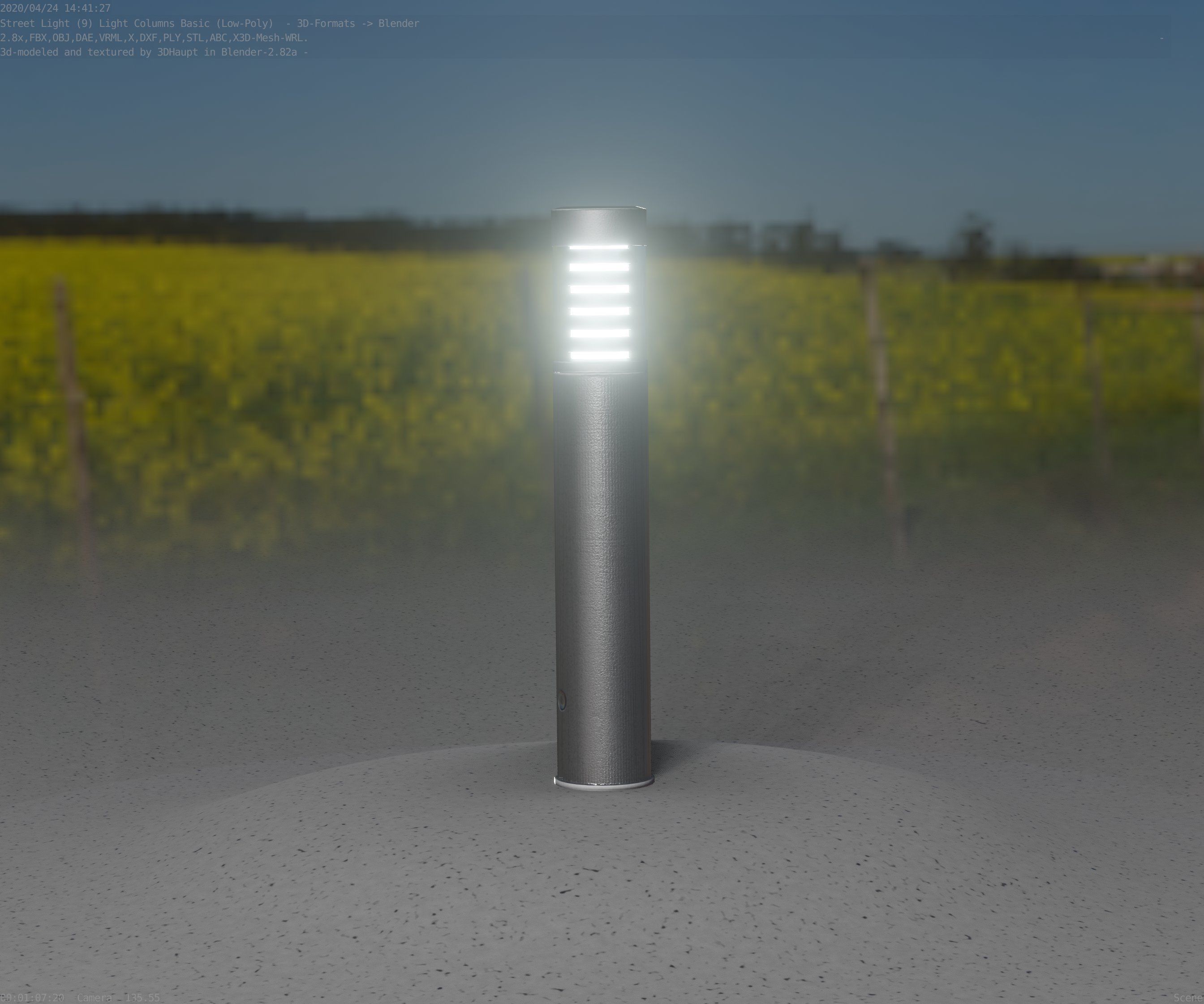 Low-Poly Basic Light Column 17 - Street Light Set-9 Low-poly 3D model_36