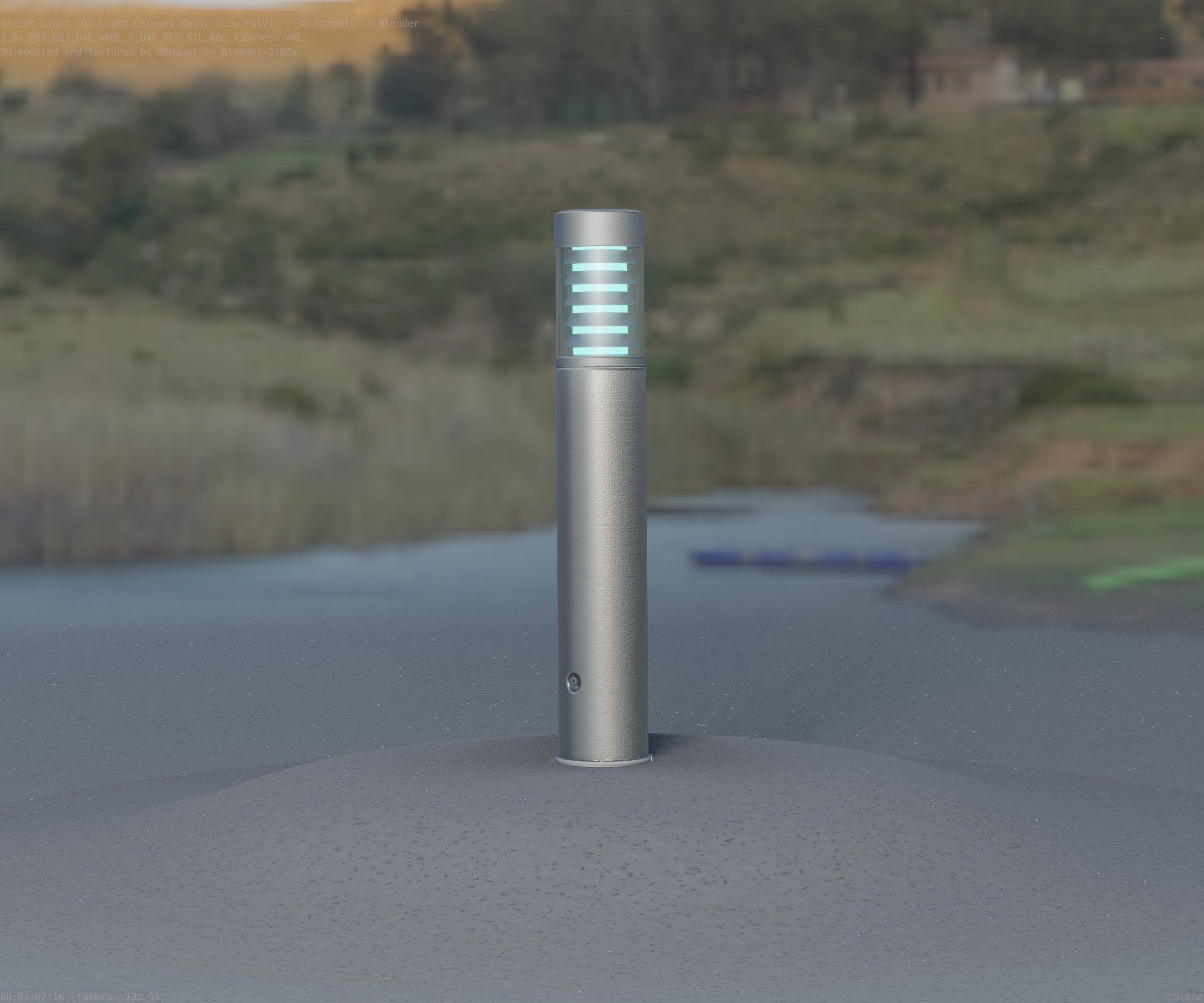 Low-Poly Basic Light Column 17 - Street Light Set-9 Low-poly 3D model_32