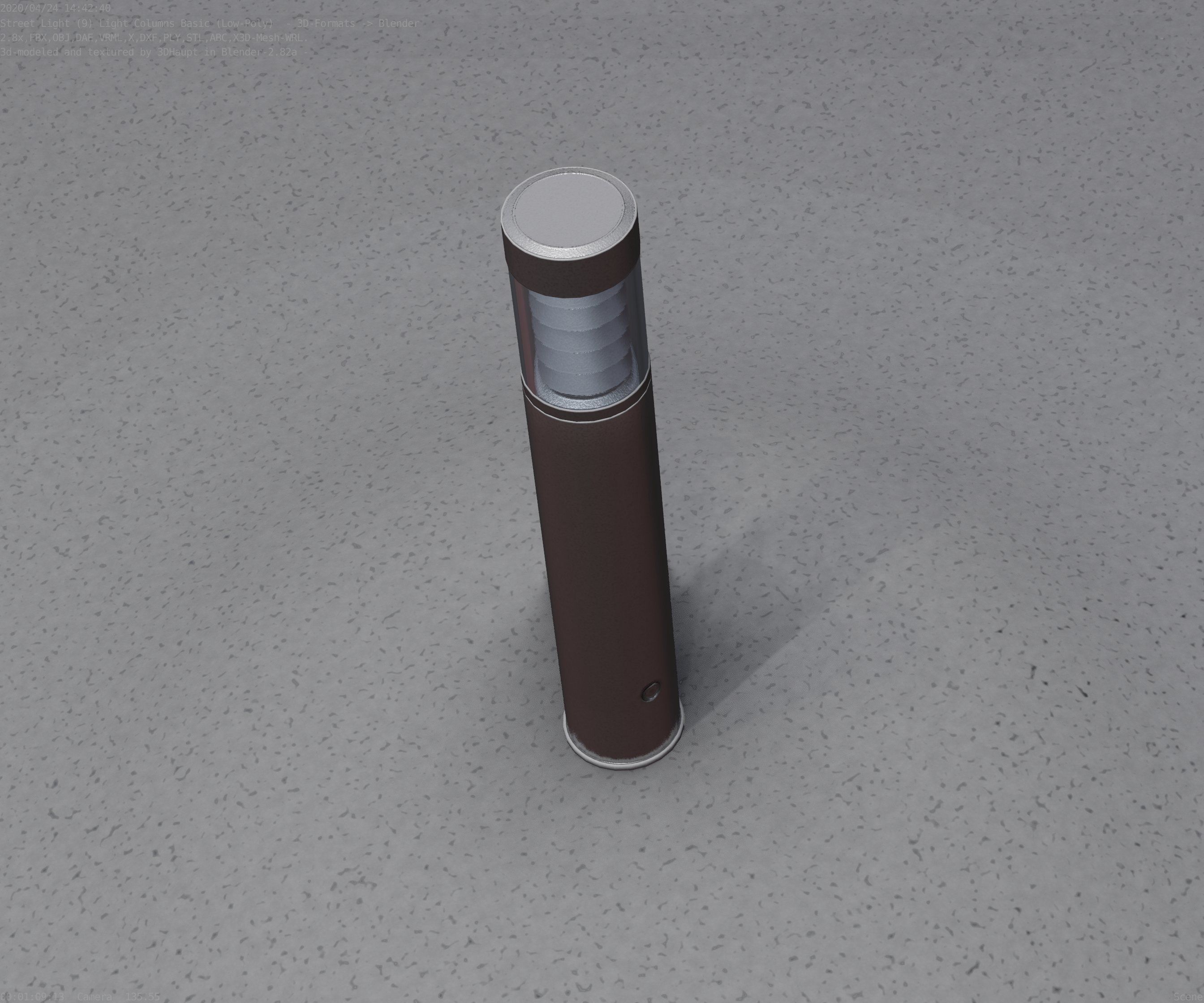Low-Poly Basic Light Column 17 - Street Light Set-9 Low-poly 3D model_69