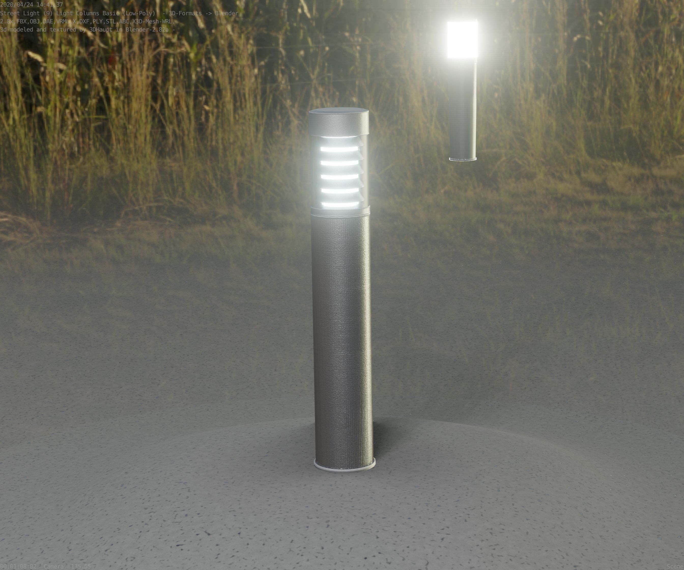 Low-Poly Basic Light Column 17 - Street Light Set-9 Low-poly 3D model_42