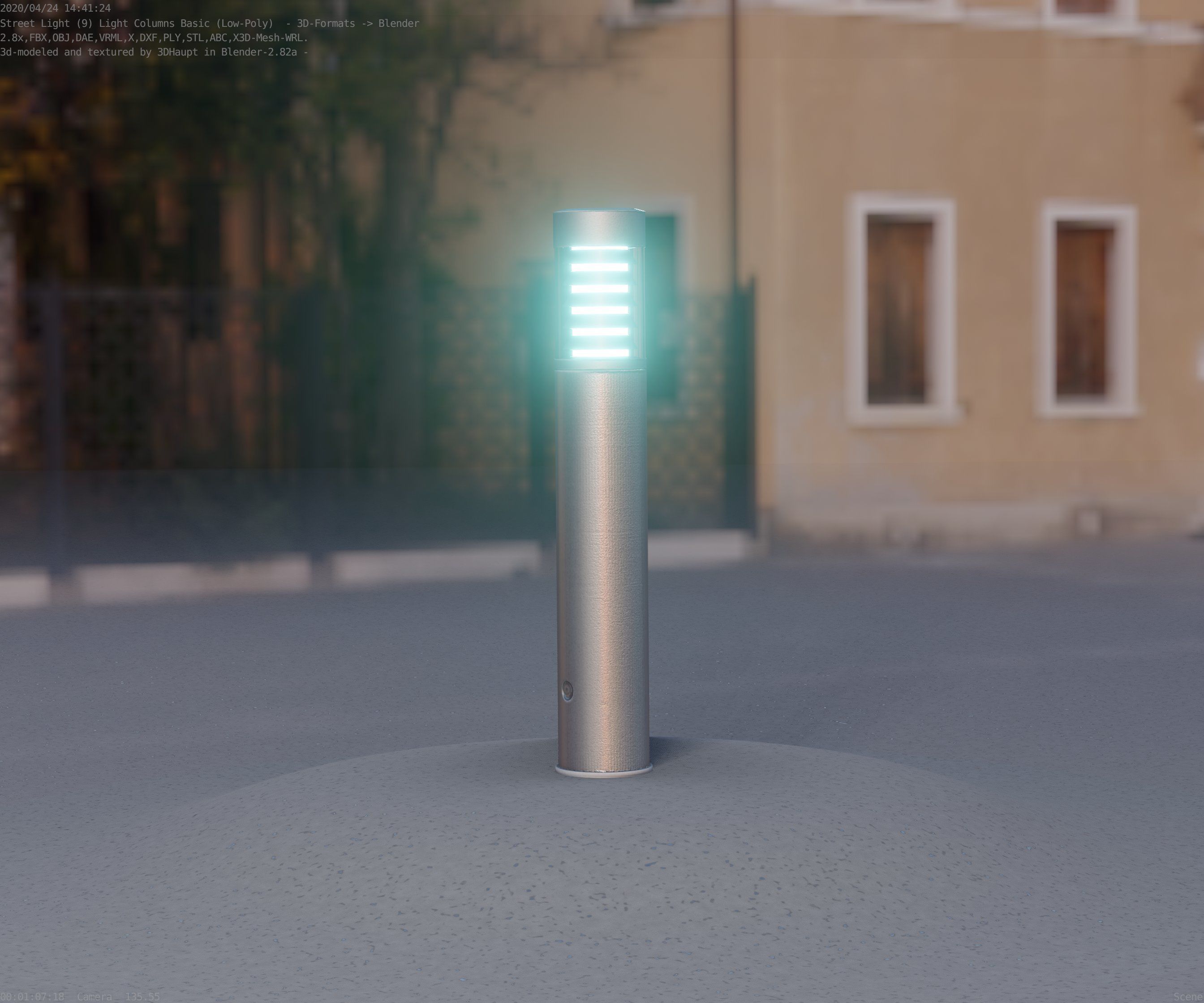 Low-Poly Basic Light Column 17 - Street Light Set-9 Low-poly 3D model_34