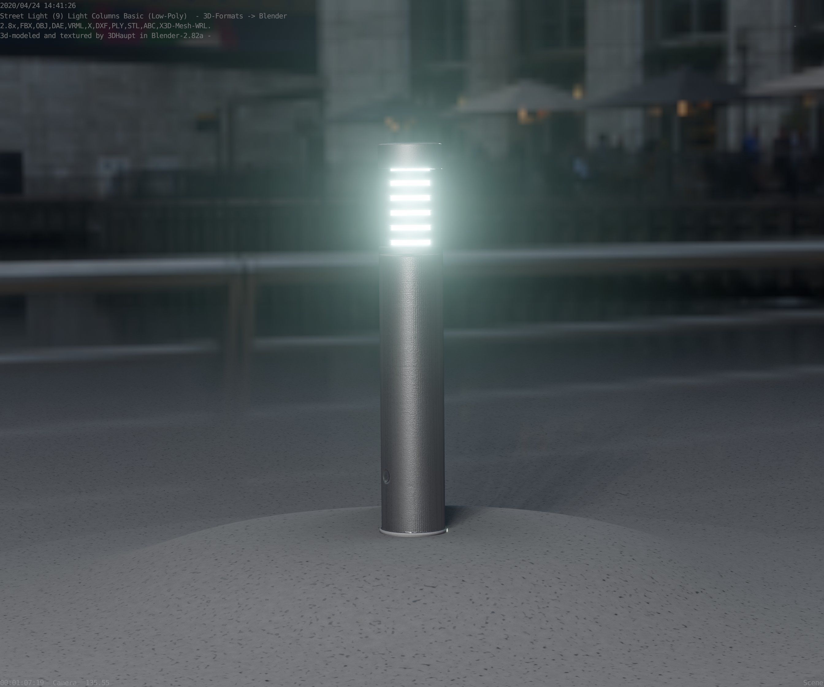 Low-Poly Basic Light Column 17 - Street Light Set-9 Low-poly 3D model_35