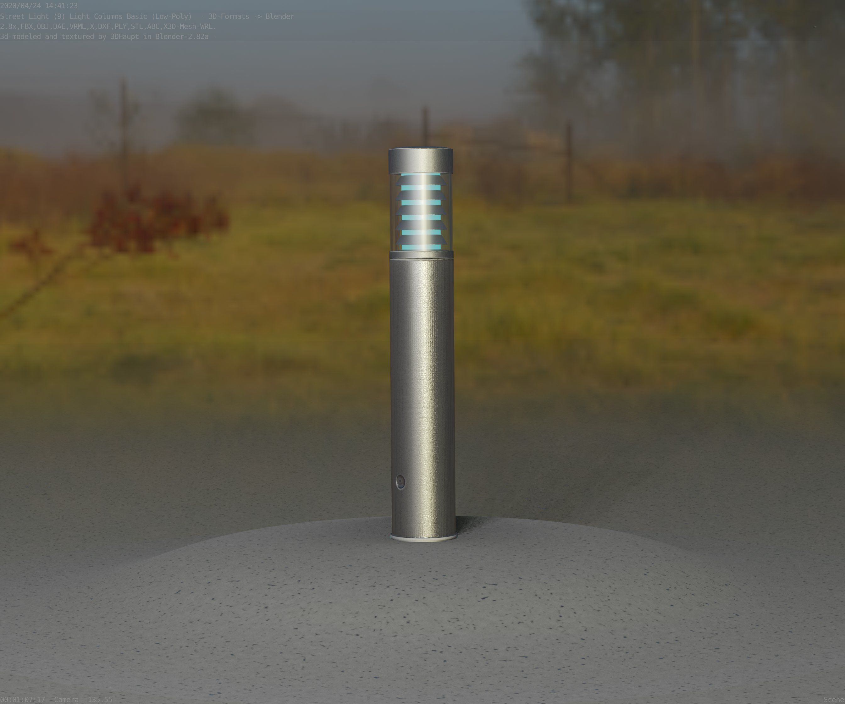 Low-Poly Basic Light Column 17 - Street Light Set-9 Low-poly 3D model_33