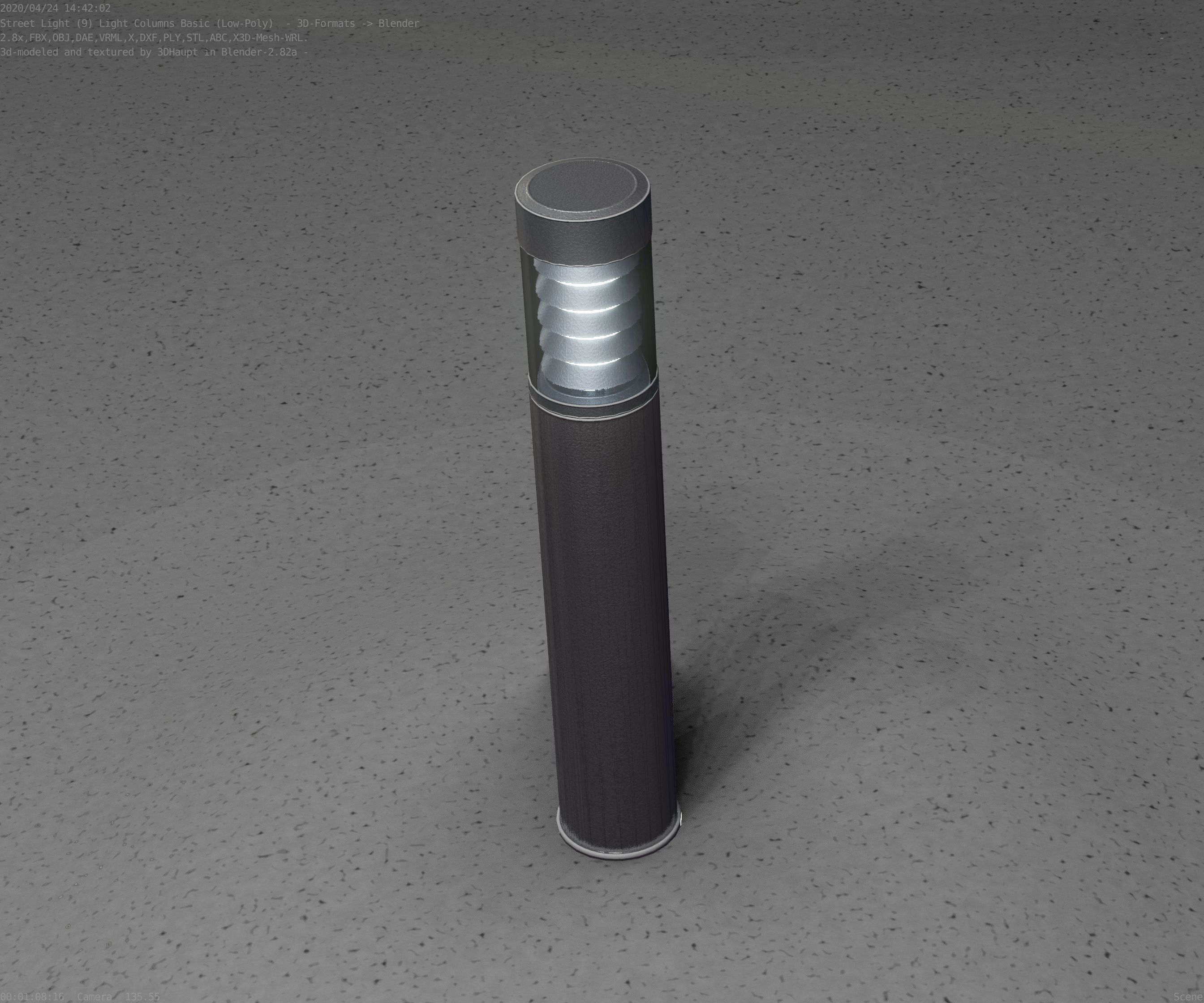 Low-Poly Basic Light Column 17 - Street Light Set-9 Low-poly 3D model_8
