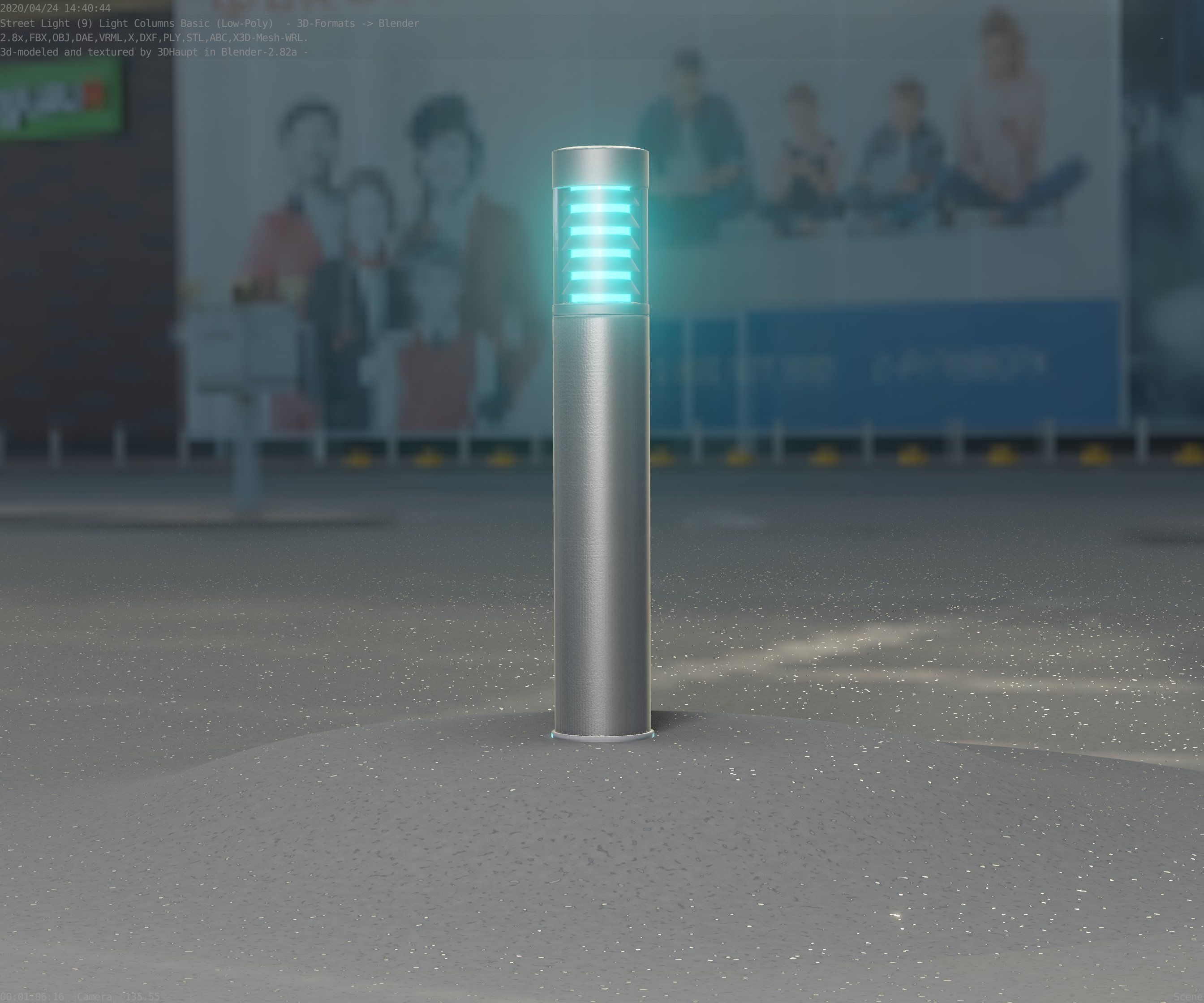 Low-Poly Basic Light Column 17 - Street Light Set-9 Low-poly 3D model_1