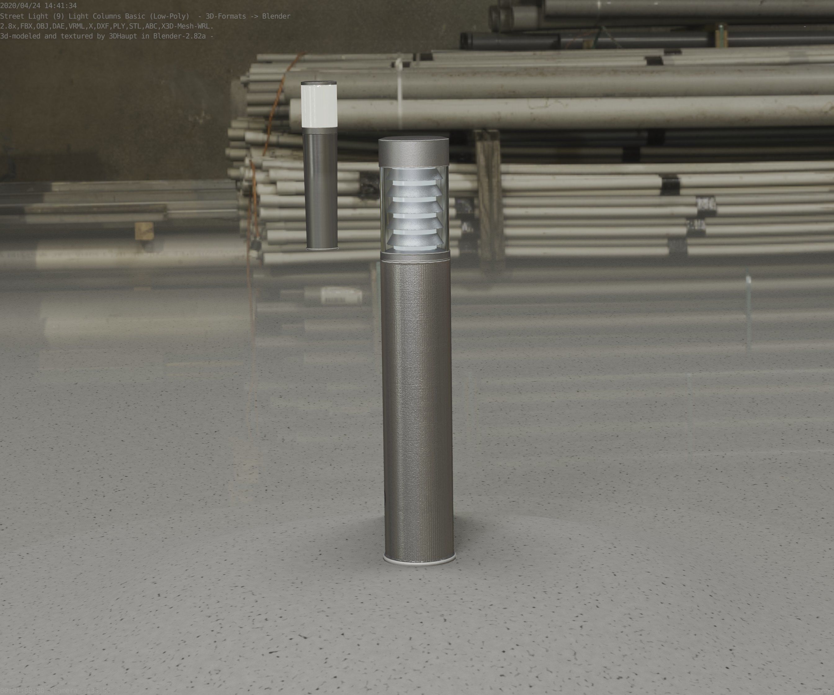 Low-Poly Basic Light Column 17 - Street Light Set-9 Low-poly 3D model_40