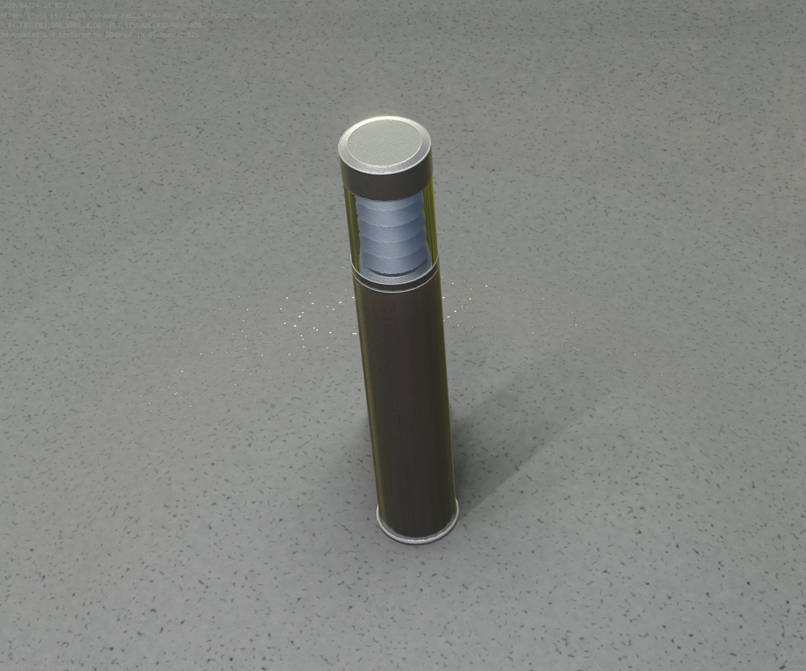 Low-Poly Basic Light Column 17 - Street Light Set-9 Low-poly 3D model_56