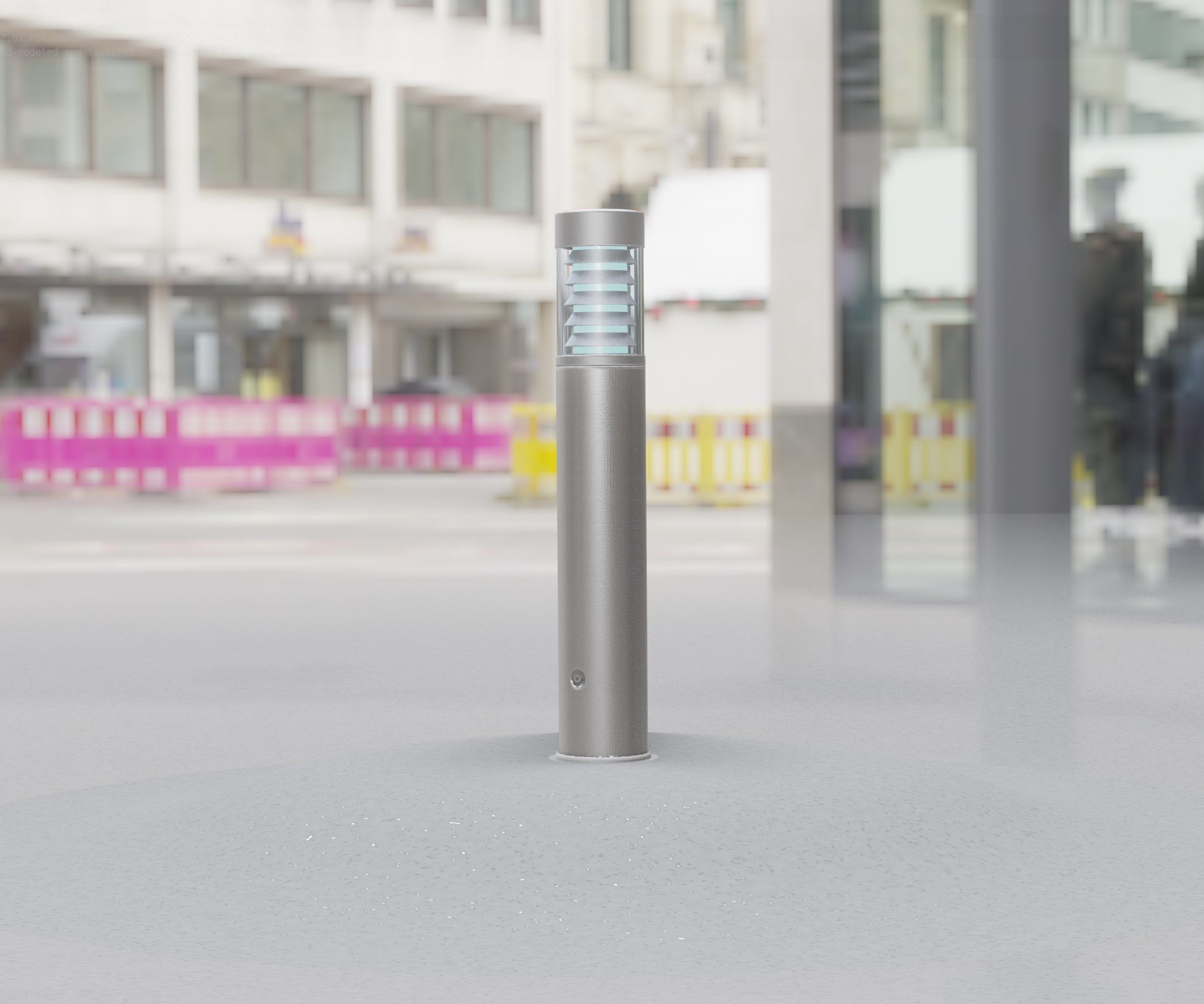 Low-Poly Basic Light Column 17 - Street Light Set-9 Low-poly 3D model_31