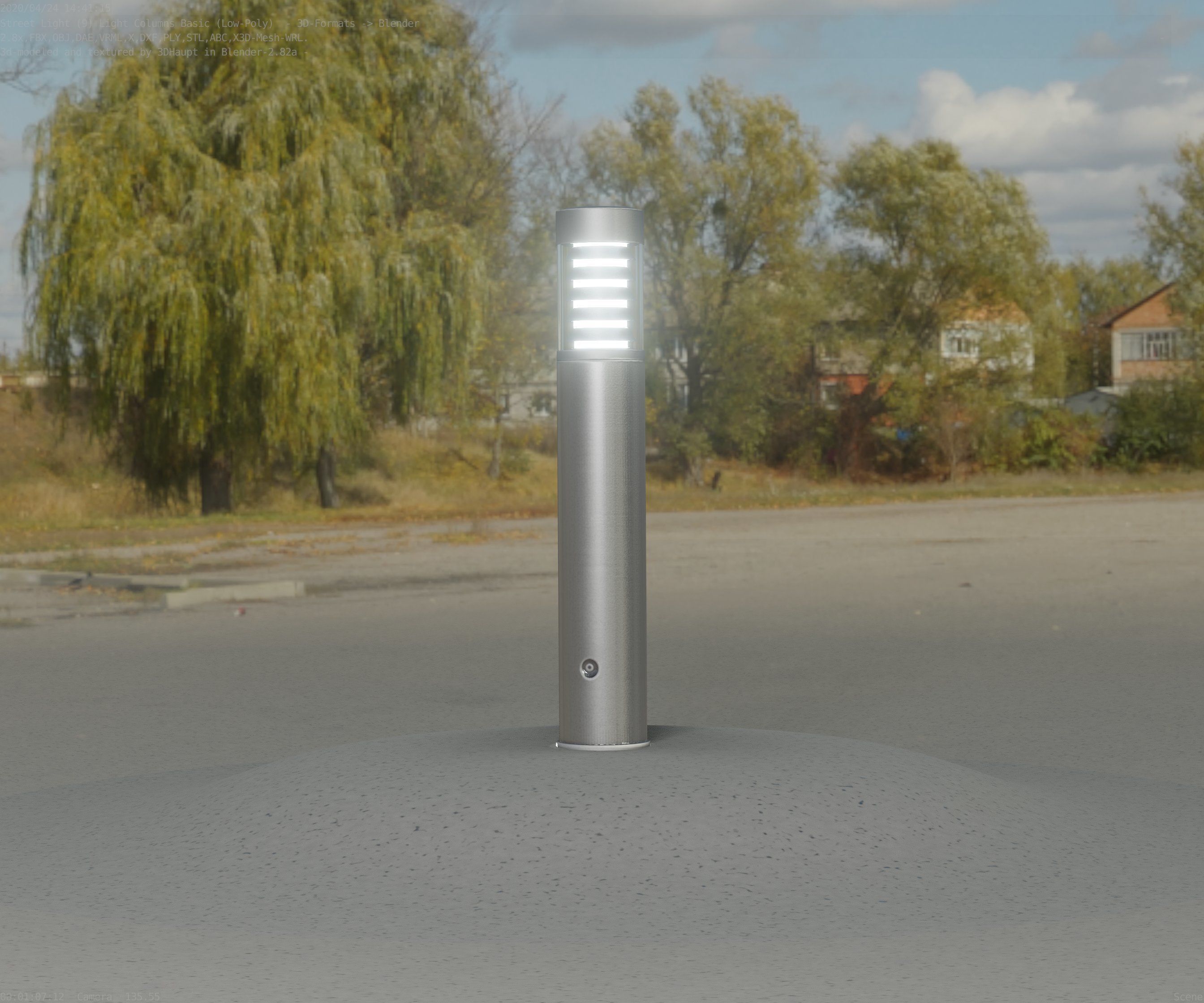 Low-Poly Basic Light Column 17 - Street Light Set-9 Low-poly 3D model_28