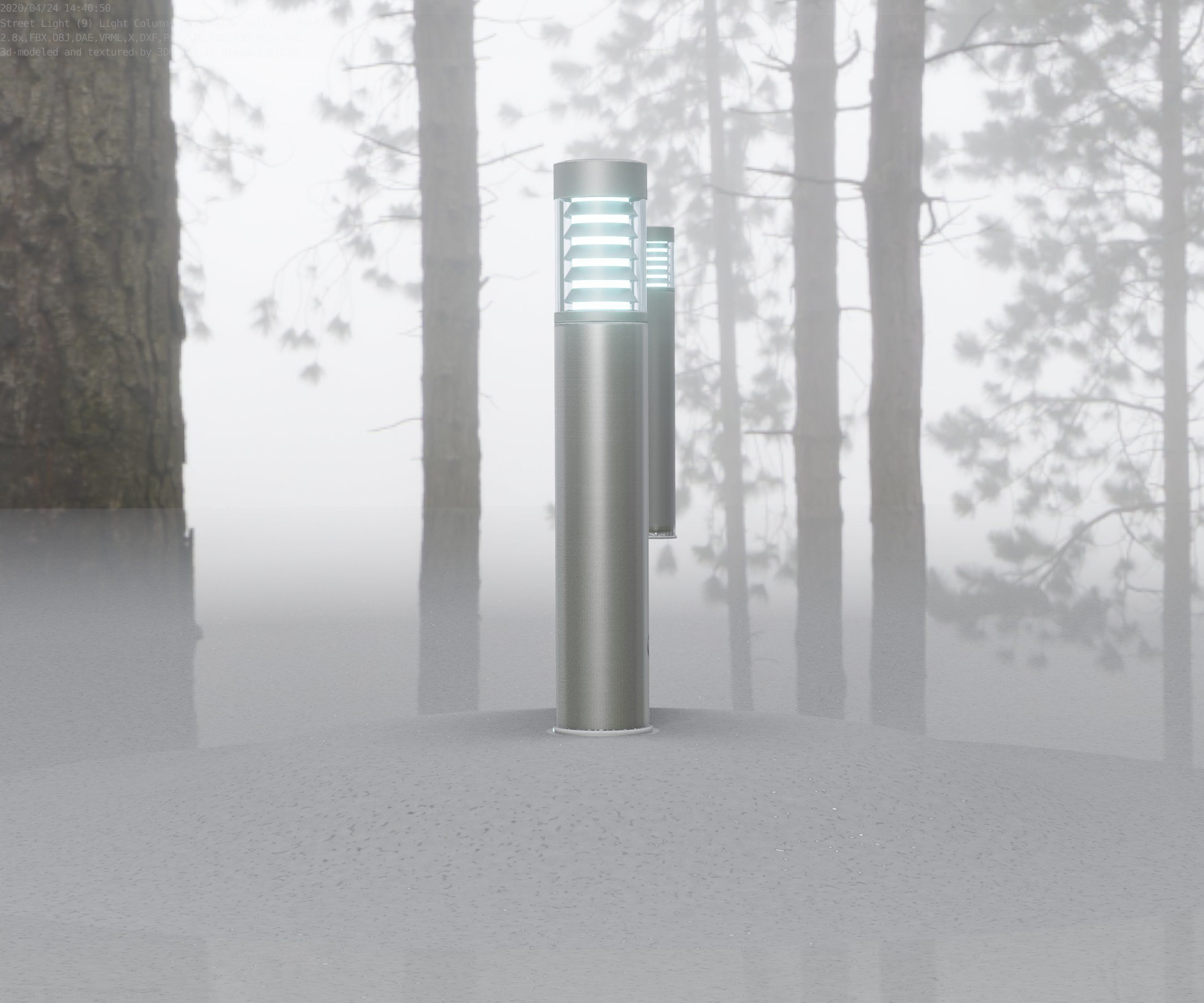 Low-Poly Basic Light Column 17 - Street Light Set-9 Low-poly 3D model_14