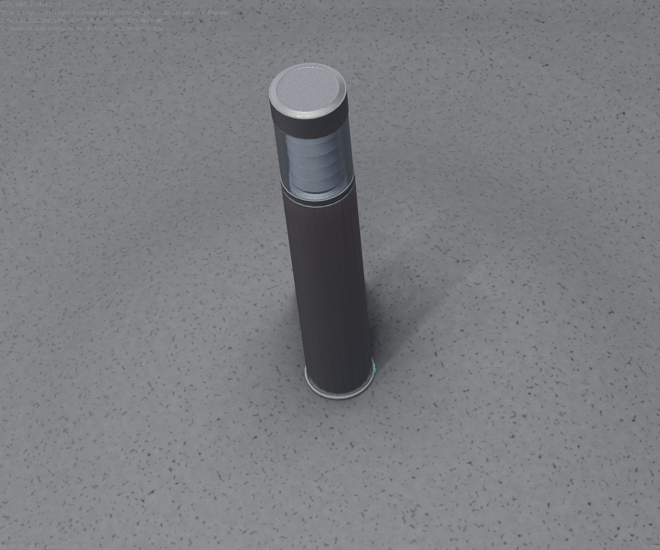 Low-Poly Basic Light Column 17 - Street Light Set-9 Low-poly 3D model_99