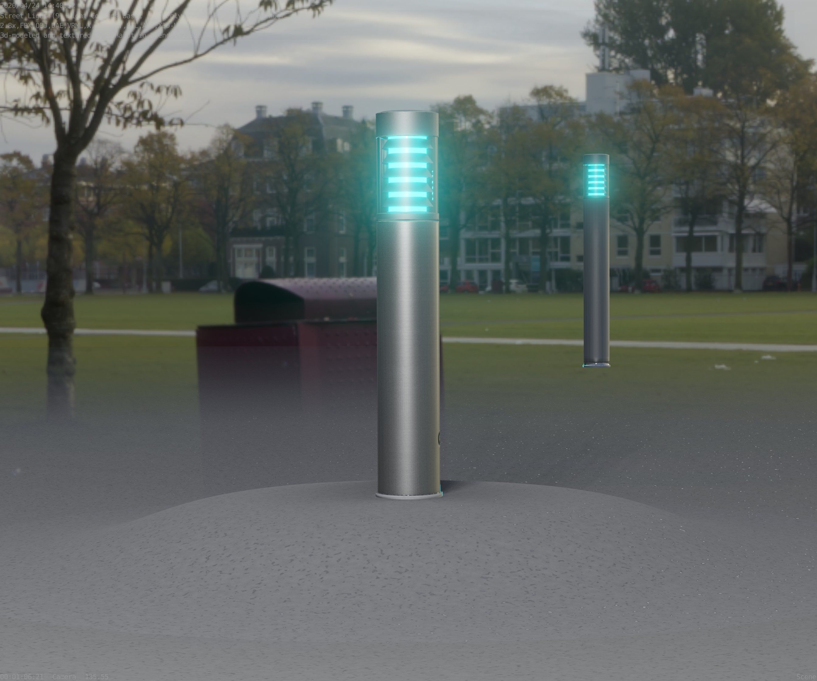 Low-Poly Basic Light Column 17 - Street Light Set-9 Low-poly 3D model_15