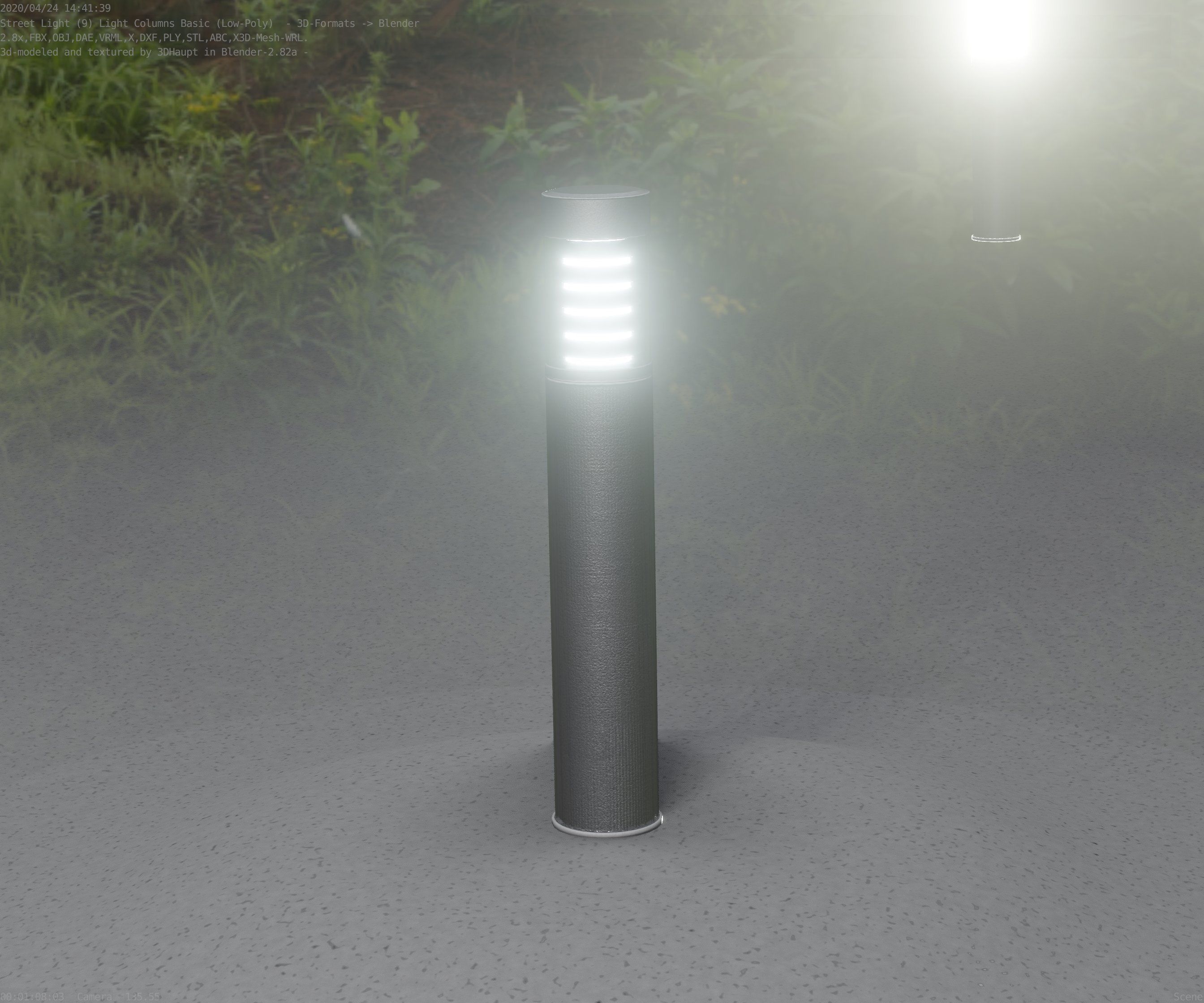 Low-Poly Basic Light Column 17 - Street Light Set-9 Low-poly 3D model_43