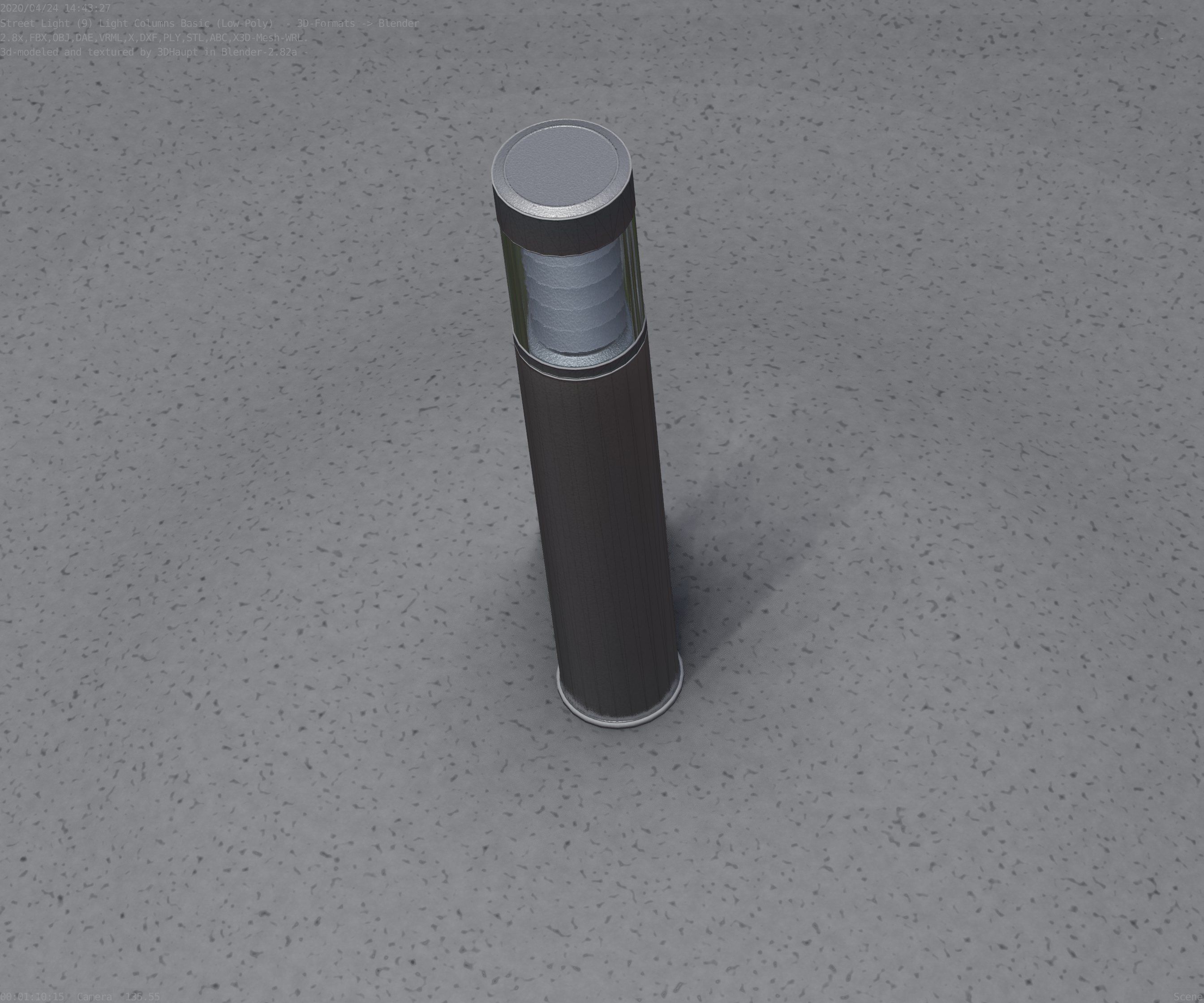 Low-Poly Basic Light Column 17 - Street Light Set-9 Low-poly 3D model_95