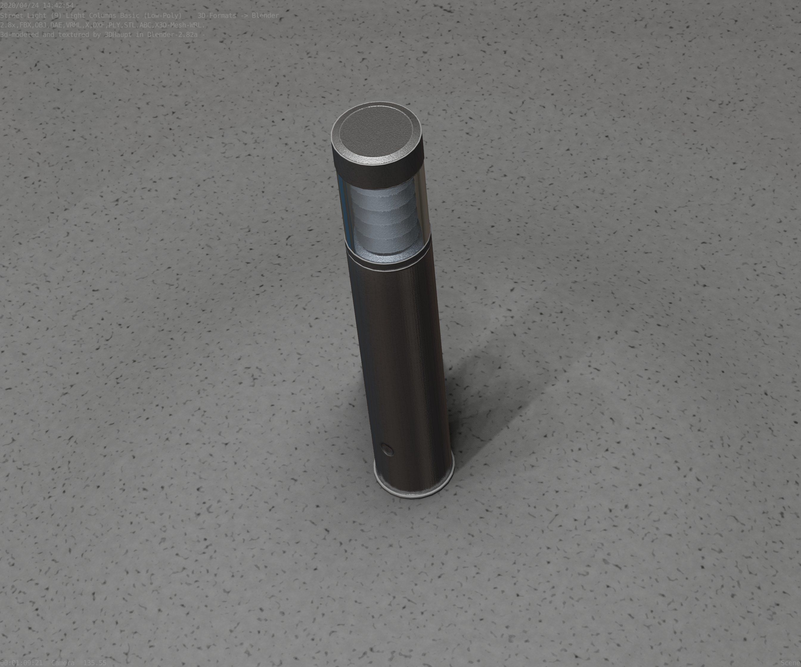 Low-Poly Basic Light Column 17 - Street Light Set-9 Low-poly 3D model_77