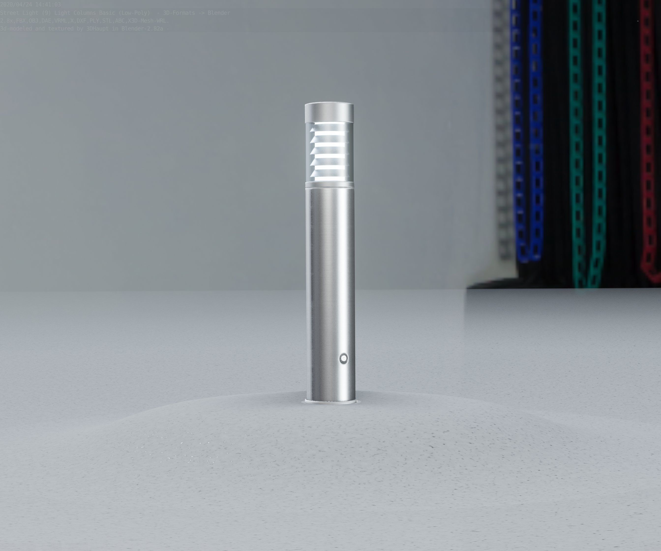 Low-Poly Basic Light Column 17 - Street Light Set-9 Low-poly 3D model_21