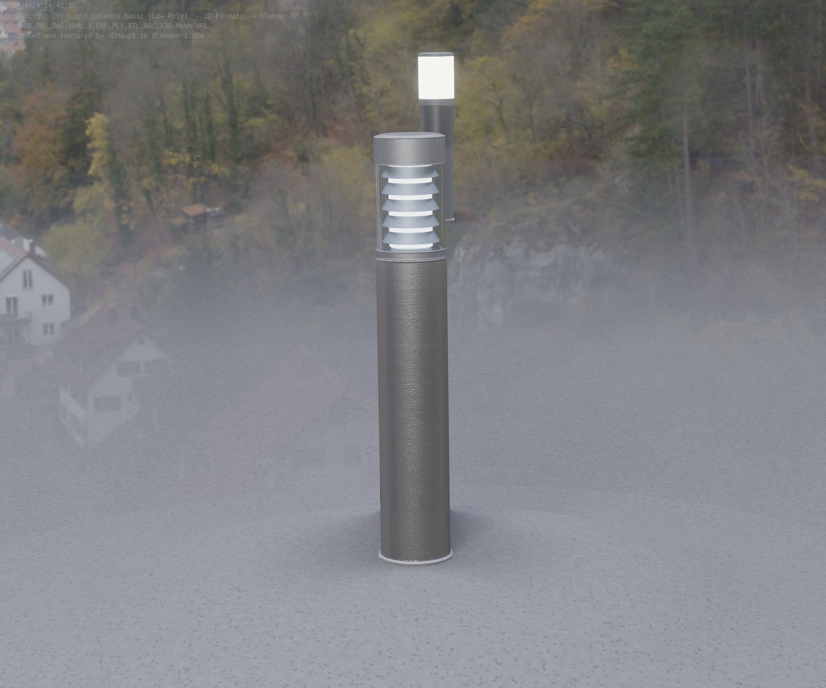 Low-Poly Basic Light Column 17 - Street Light Set-9 Low-poly 3D model_41