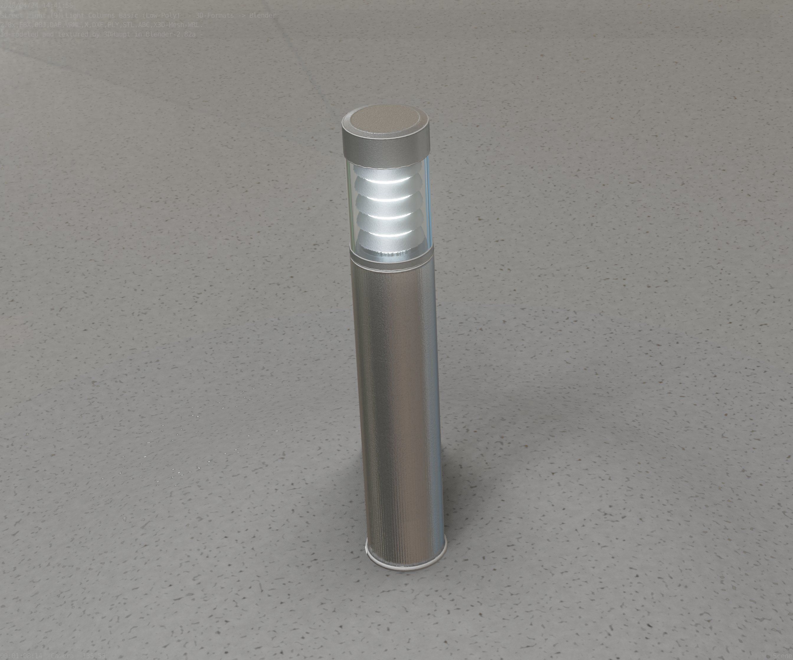 Low-Poly Basic Light Column 17 - Street Light Set-9 Low-poly 3D model_6