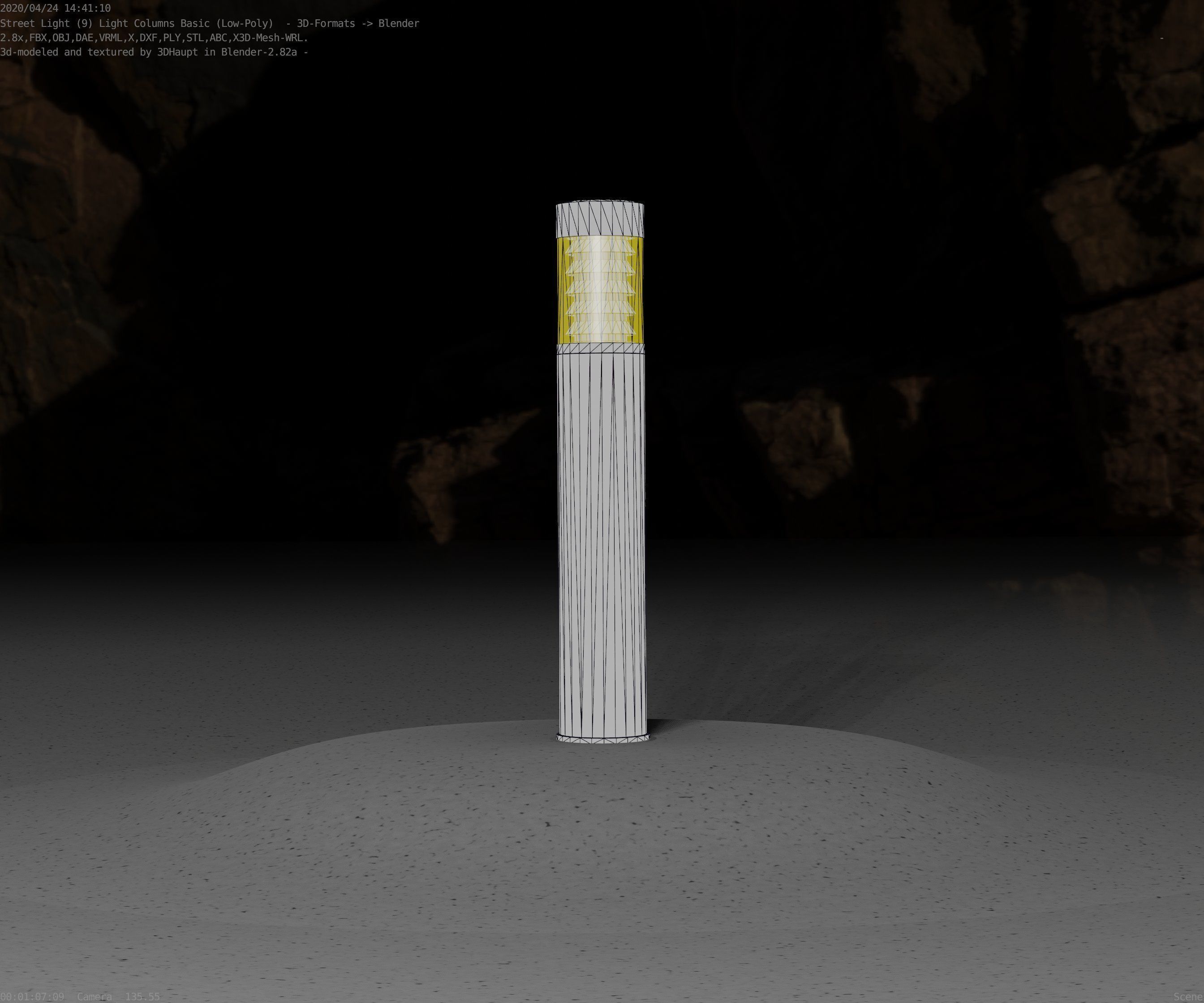 Low-Poly Basic Light Column 17 - Street Light Set-9 Low-poly 3D model_26