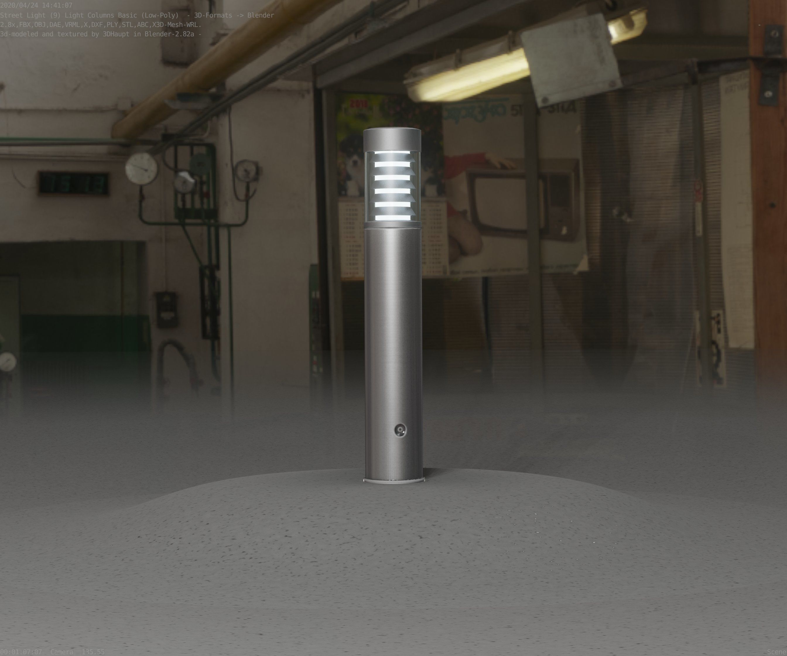 Low-Poly Basic Light Column 17 - Street Light Set-9 Low-poly 3D model_24