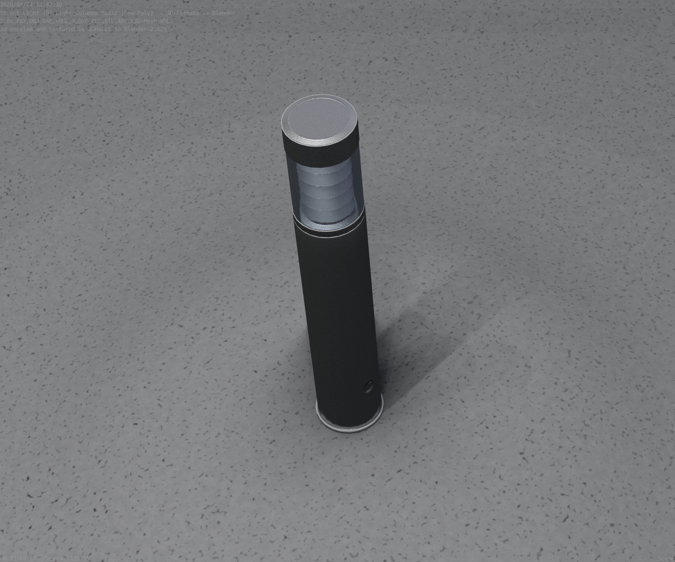 Low-Poly Basic Light Column 17 - Street Light Set-9 Low-poly 3D model_68