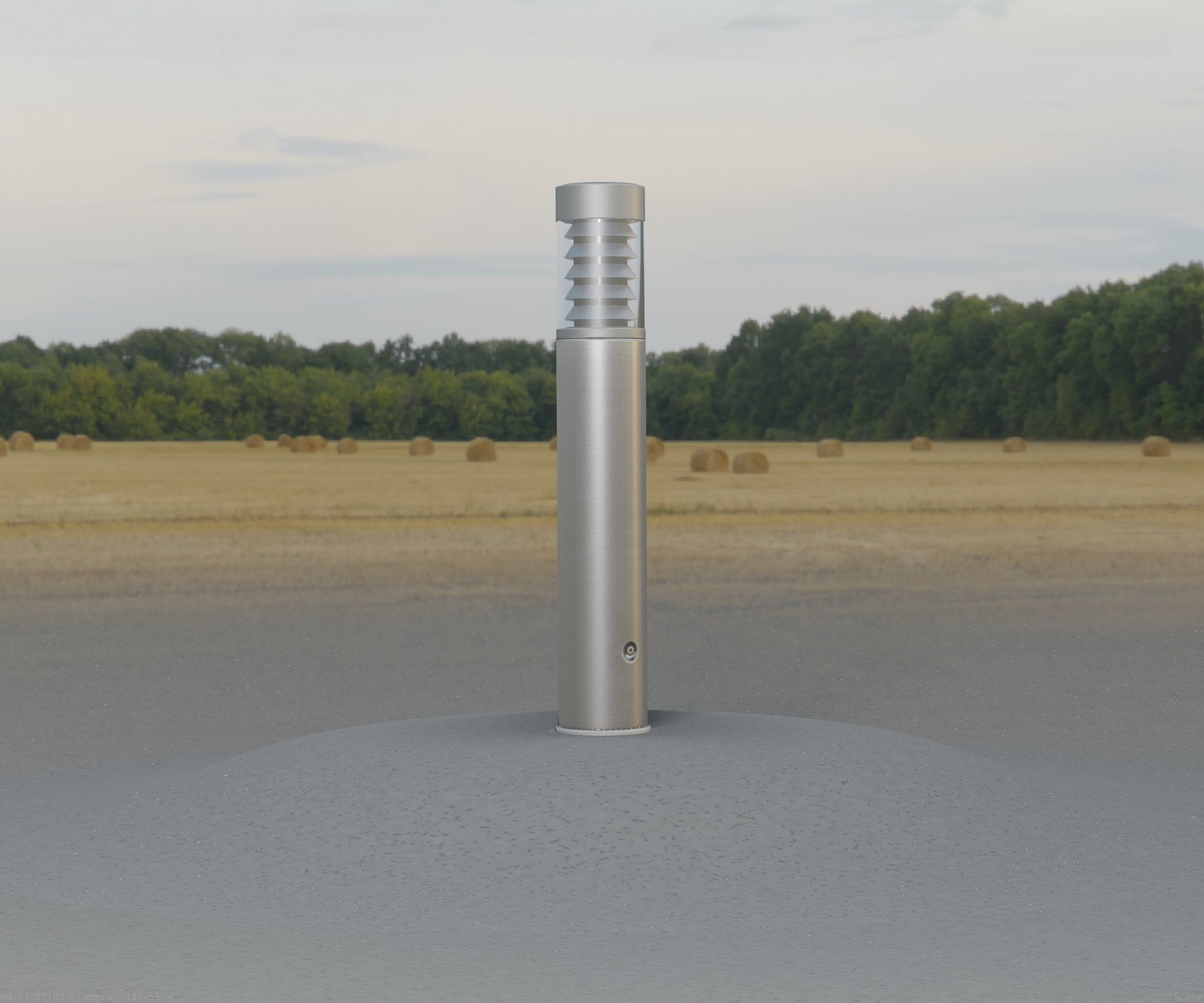 Low-Poly Basic Light Column 17 - Street Light Set-9 Low-poly 3D model_20