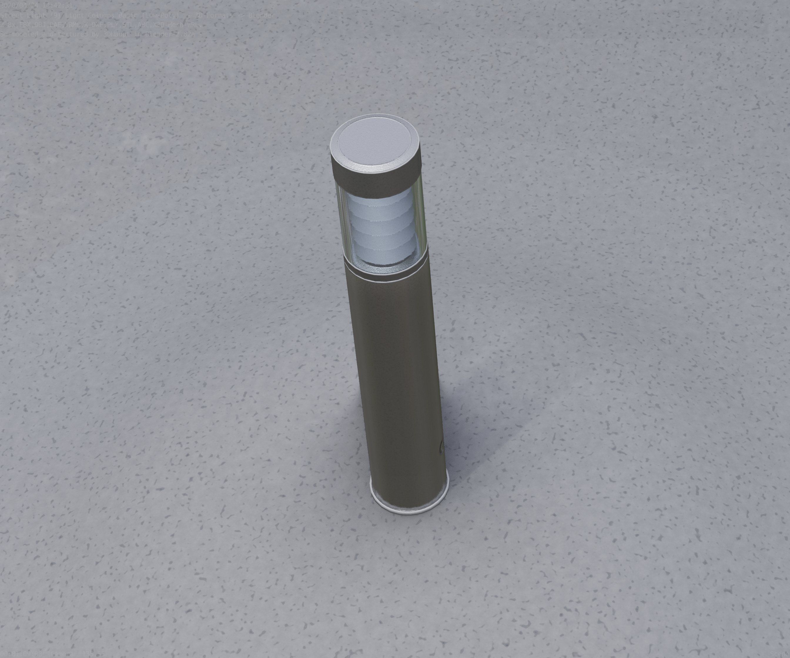 Low-Poly Basic Light Column 17 - Street Light Set-9 Low-poly 3D model_64