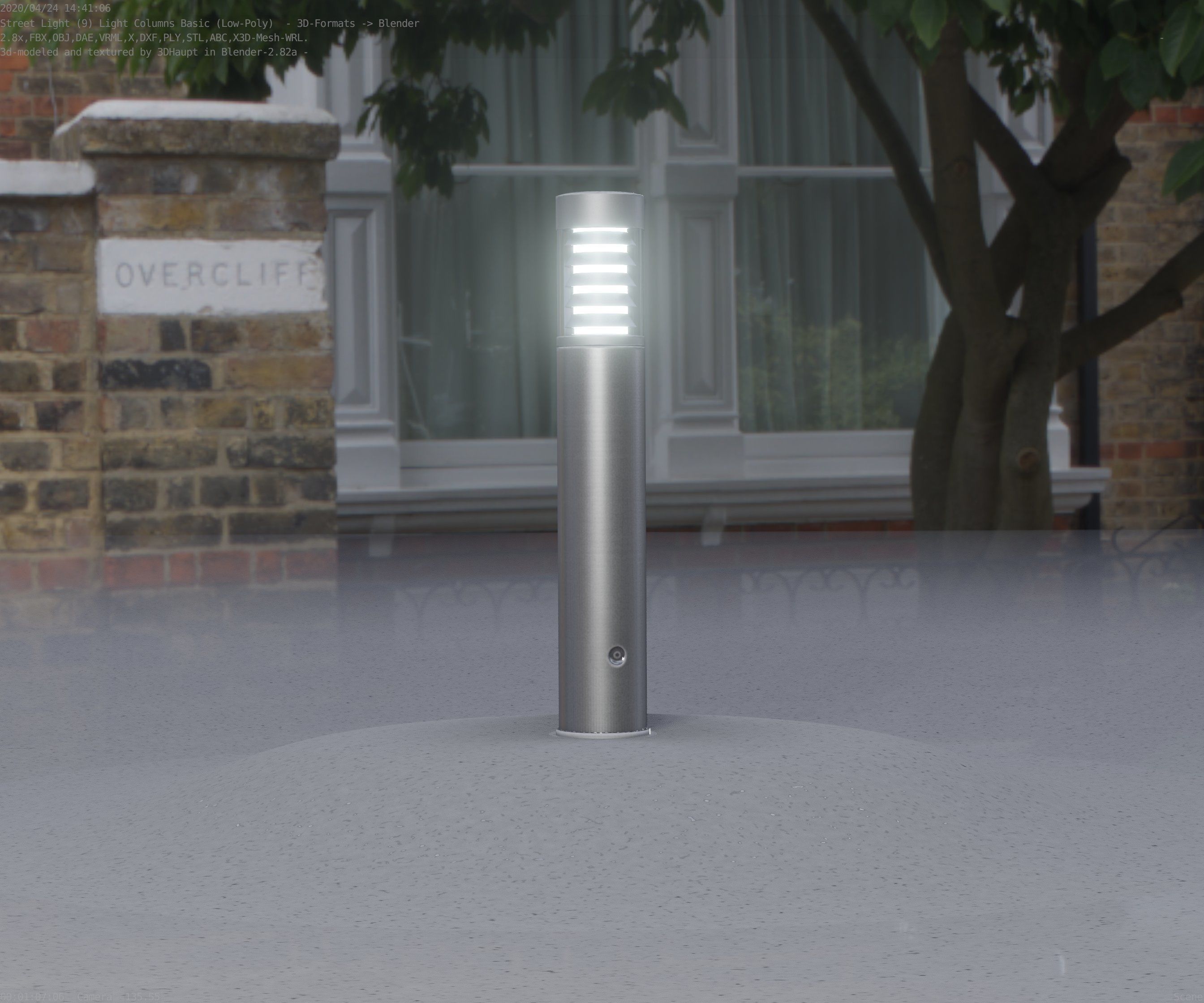 Low-Poly Basic Light Column 17 - Street Light Set-9 Low-poly 3D model_23