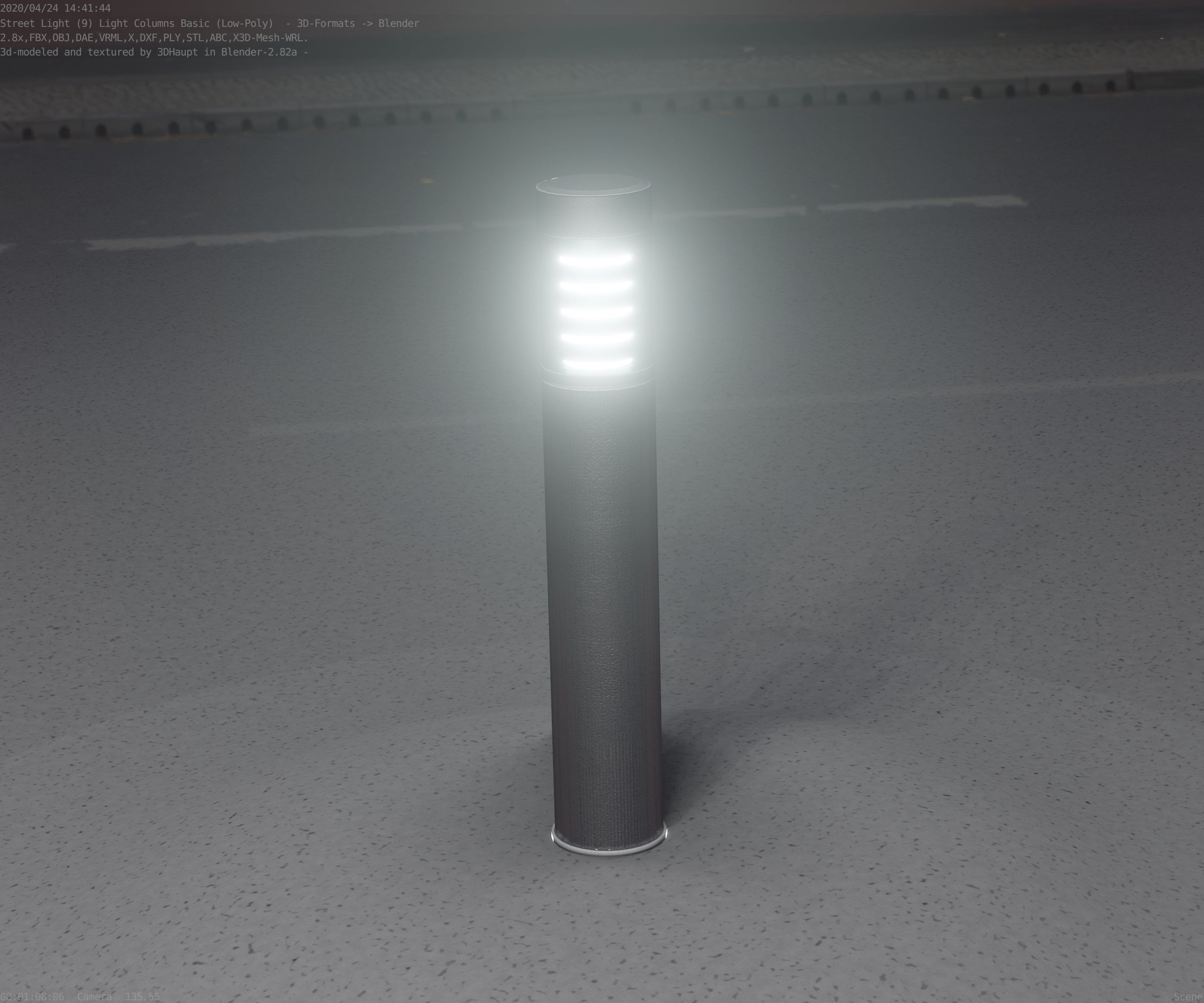 Low-Poly Basic Light Column 17 - Street Light Set-9 Low-poly 3D model_46