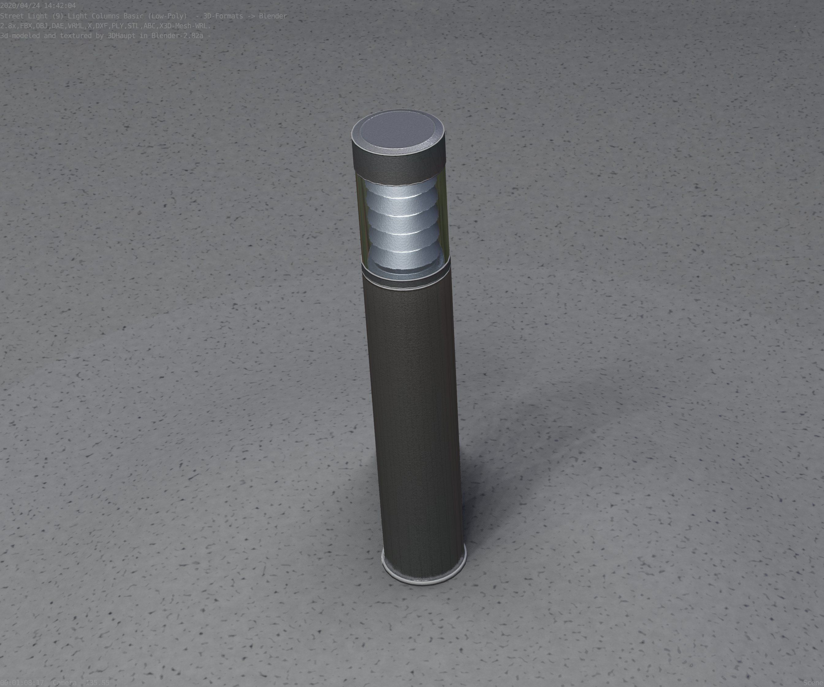 Low-Poly Basic Light Column 17 - Street Light Set-9 Low-poly 3D model_9