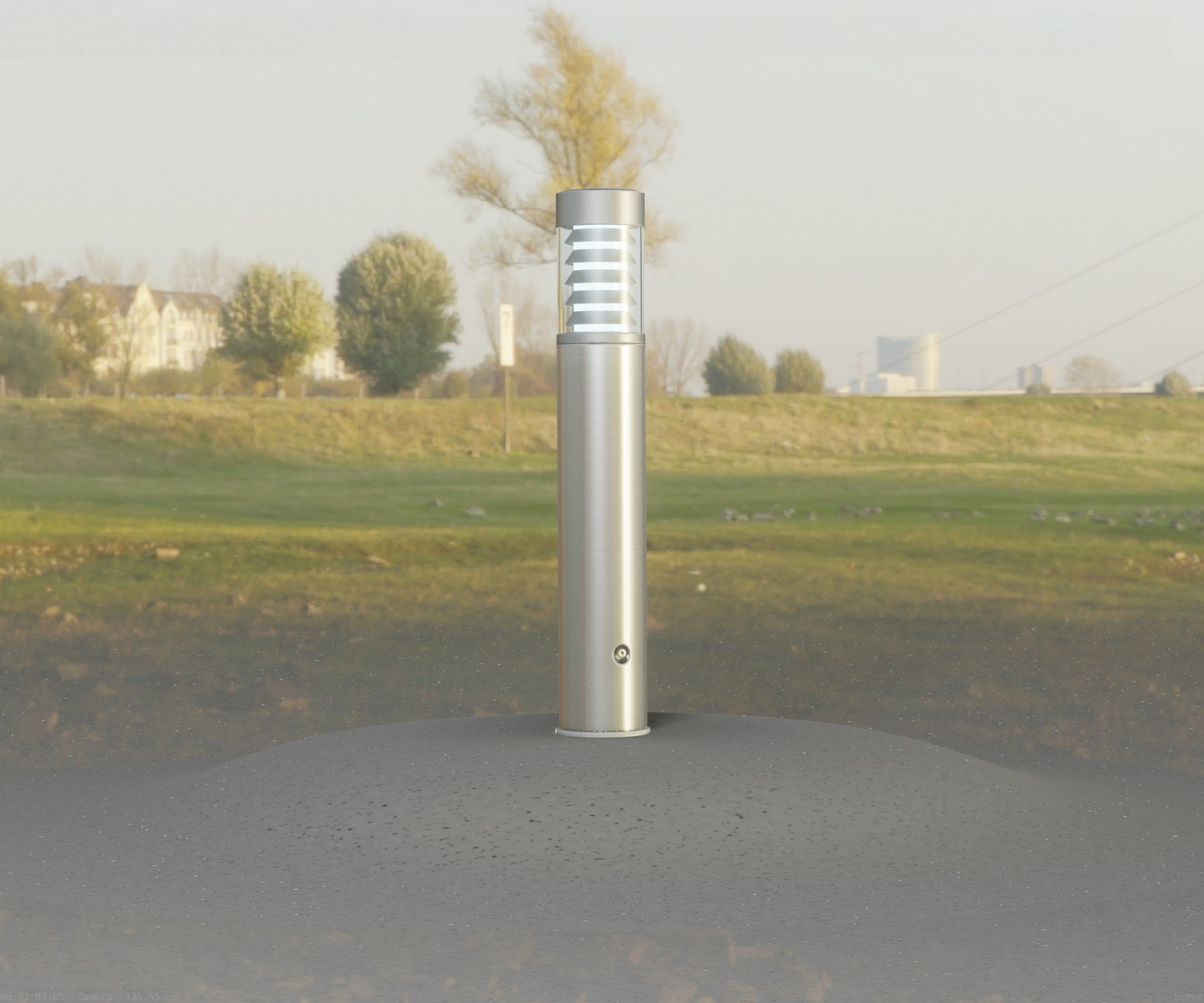 Low-Poly Basic Light Column 17 - Street Light Set-9 Low-poly 3D model_22