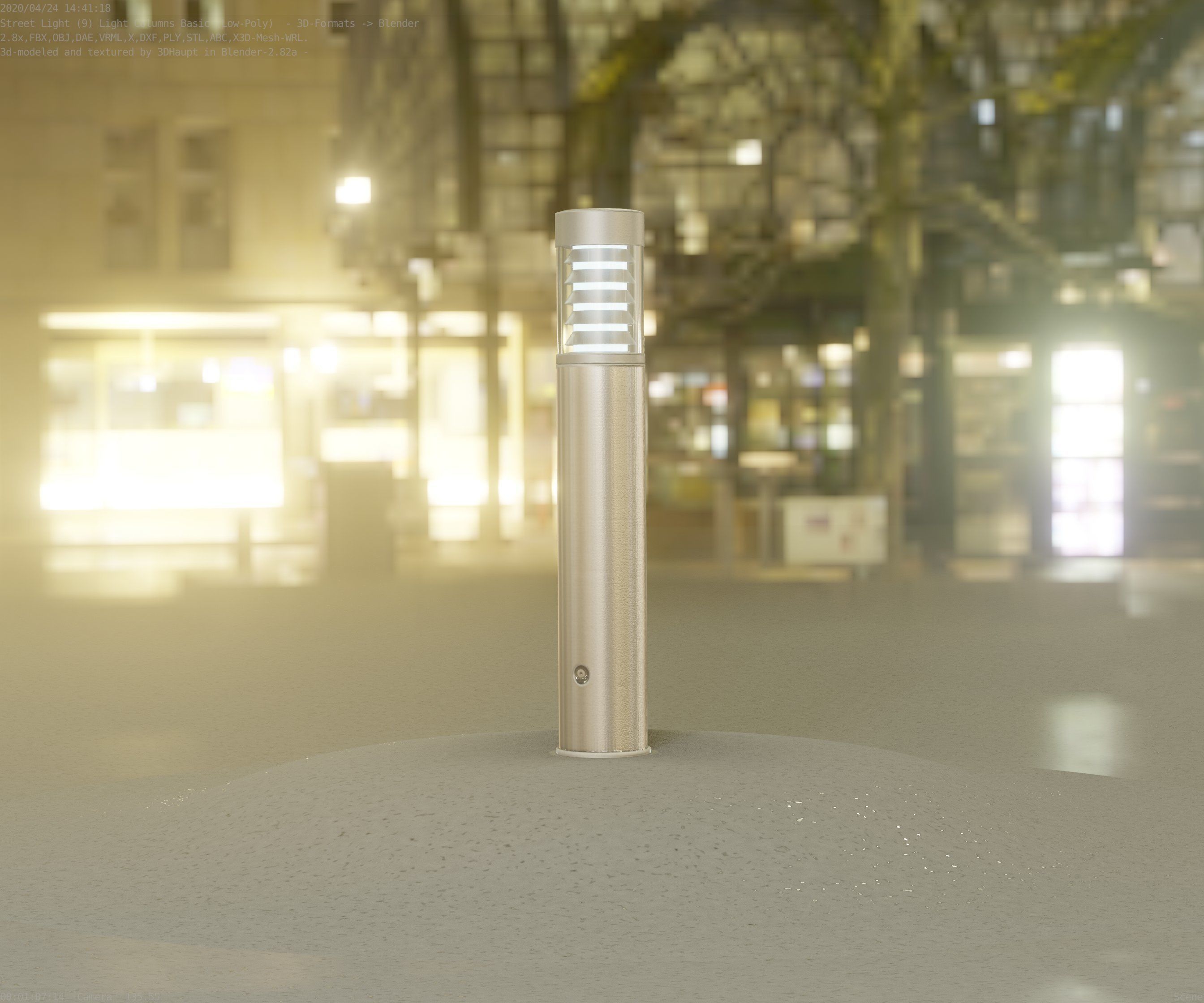 Low-Poly Basic Light Column 17 - Street Light Set-9 Low-poly 3D model_30