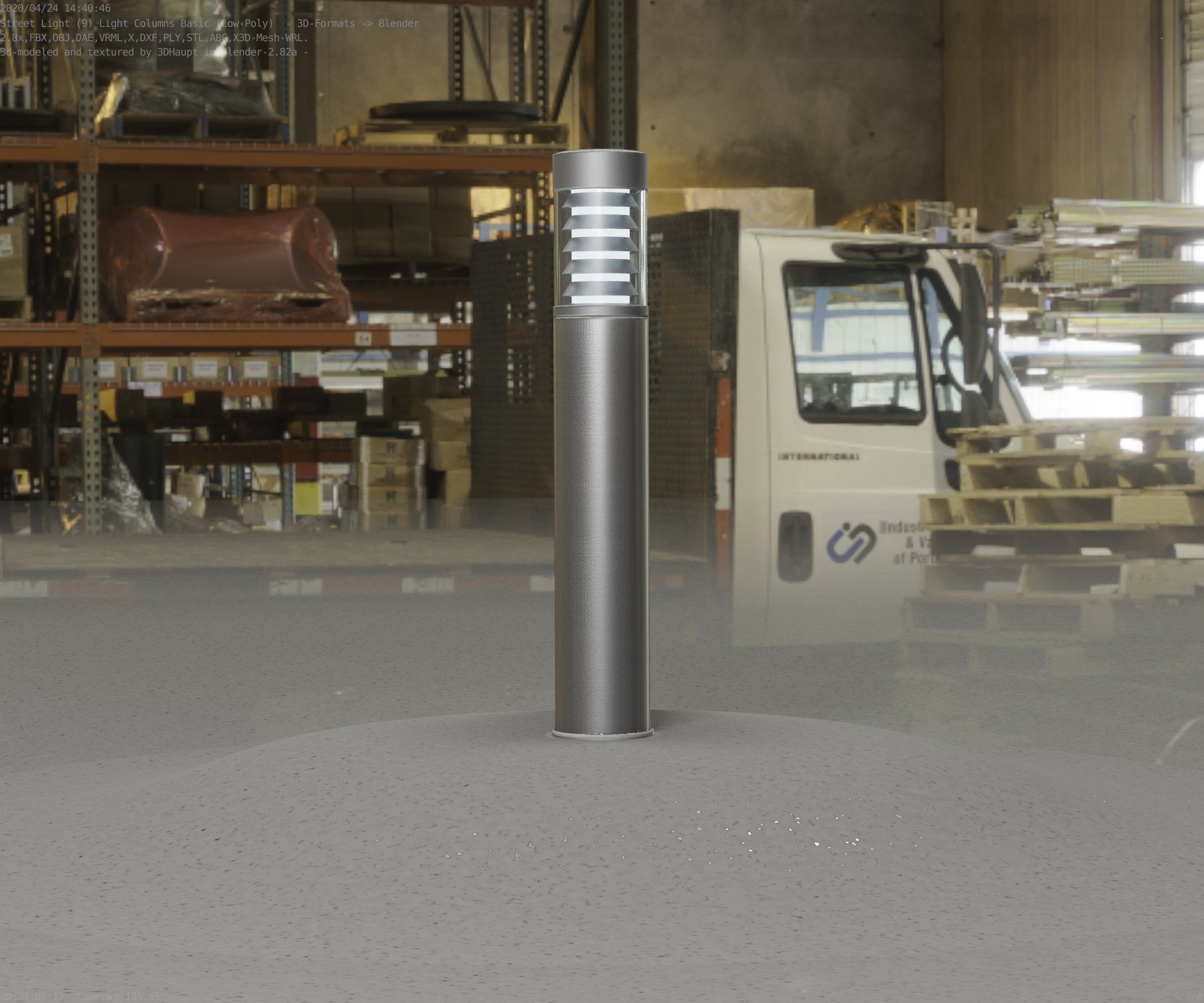 Low-Poly Basic Light Column 17 - Street Light Set-9 Low-poly 3D model_11