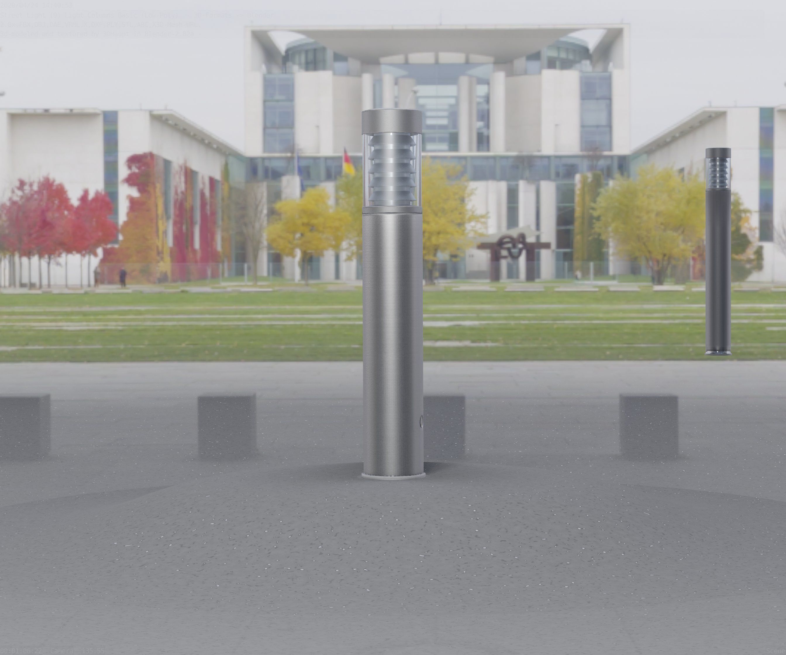 Low-Poly Basic Light Column 17 - Street Light Set-9 Low-poly 3D model_16