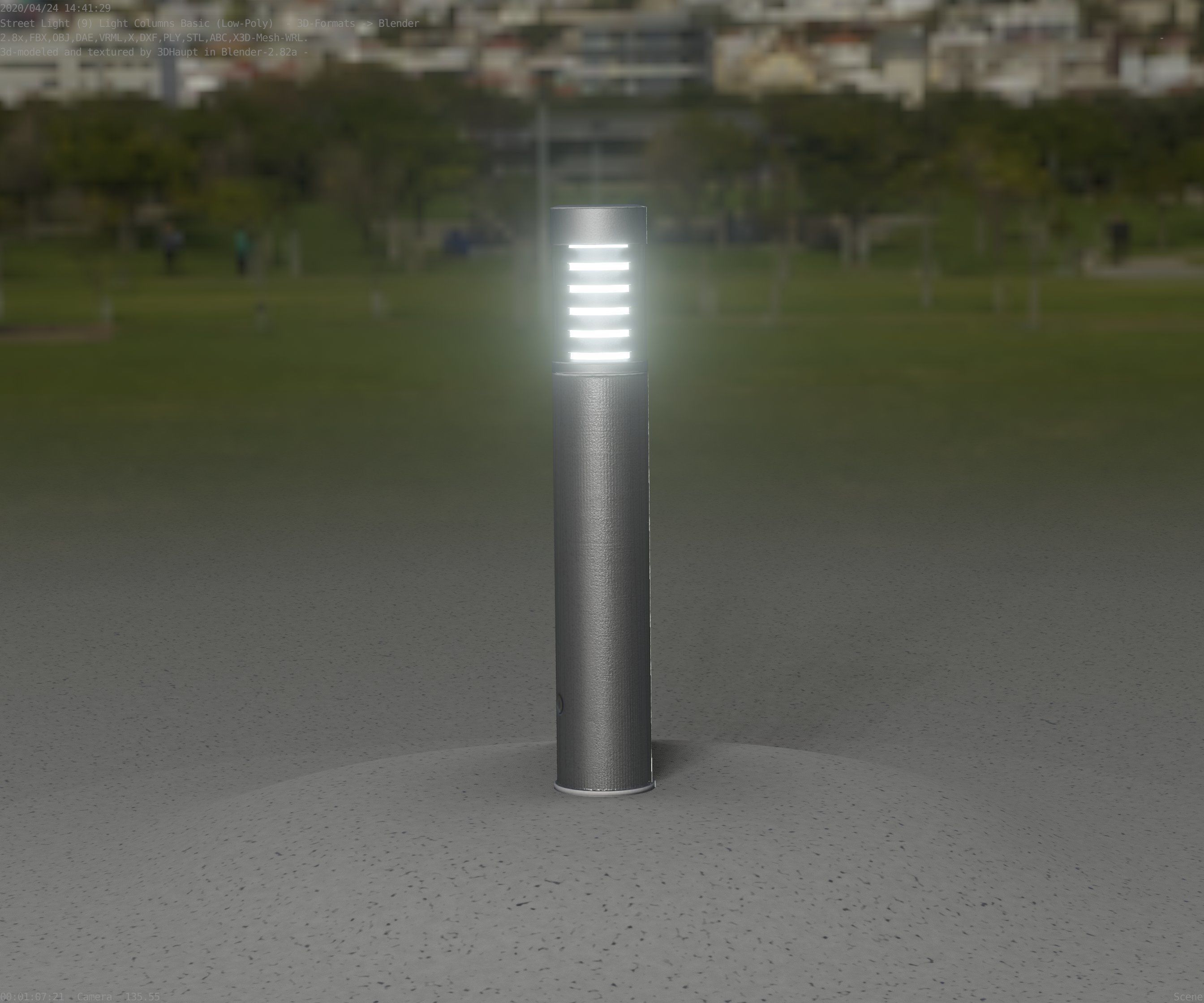 Low-Poly Basic Light Column 17 - Street Light Set-9 Low-poly 3D model_37