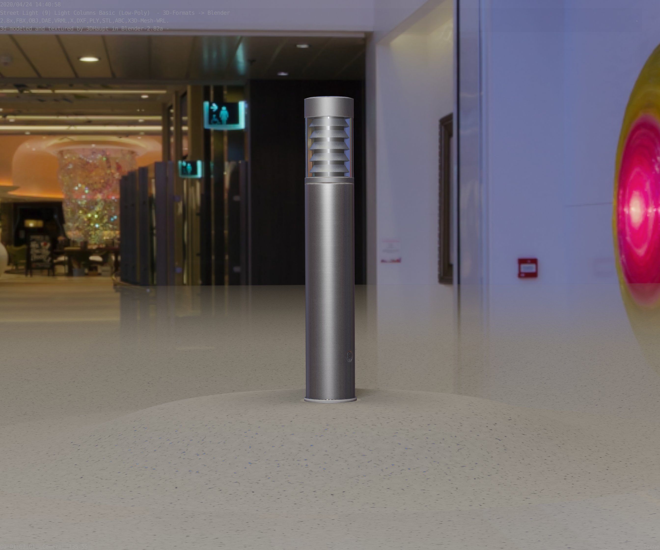 Low-Poly Basic Light Column 17 - Street Light Set-9 Low-poly 3D model_18