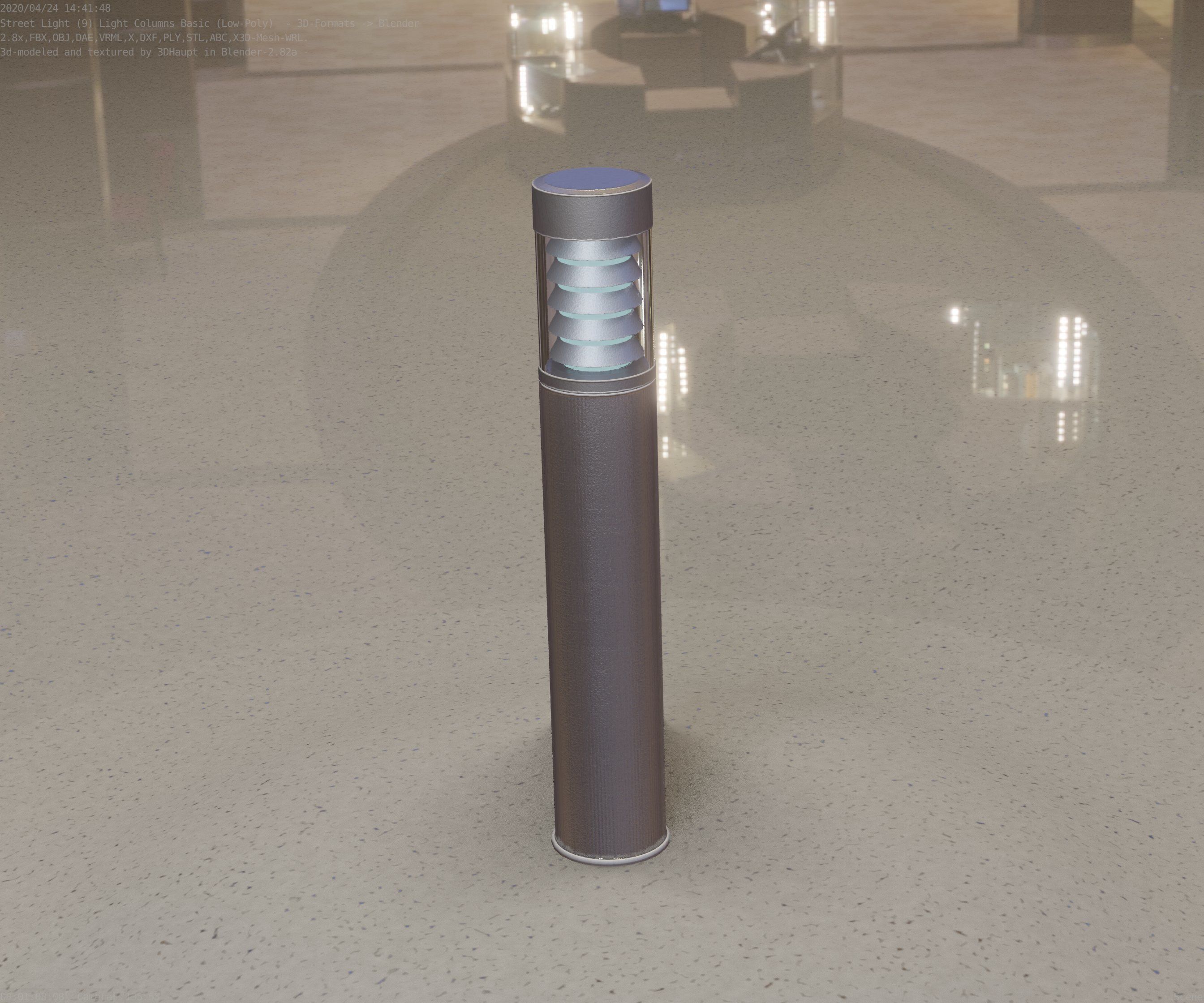 Low-Poly Basic Light Column 17 - Street Light Set-9 Low-poly 3D model_48