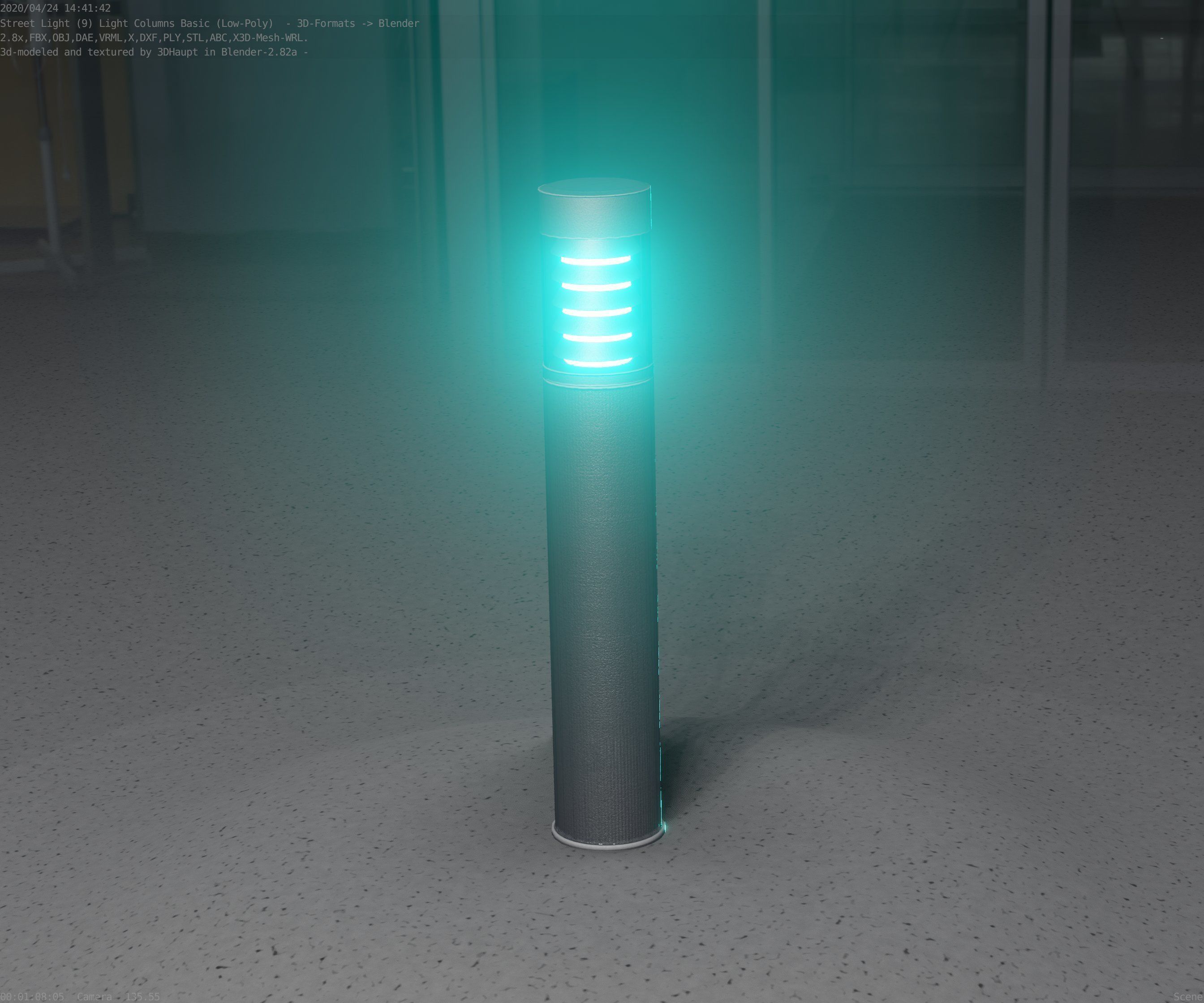 Low-Poly Basic Light Column 17 - Street Light Set-9 Low-poly 3D model_45