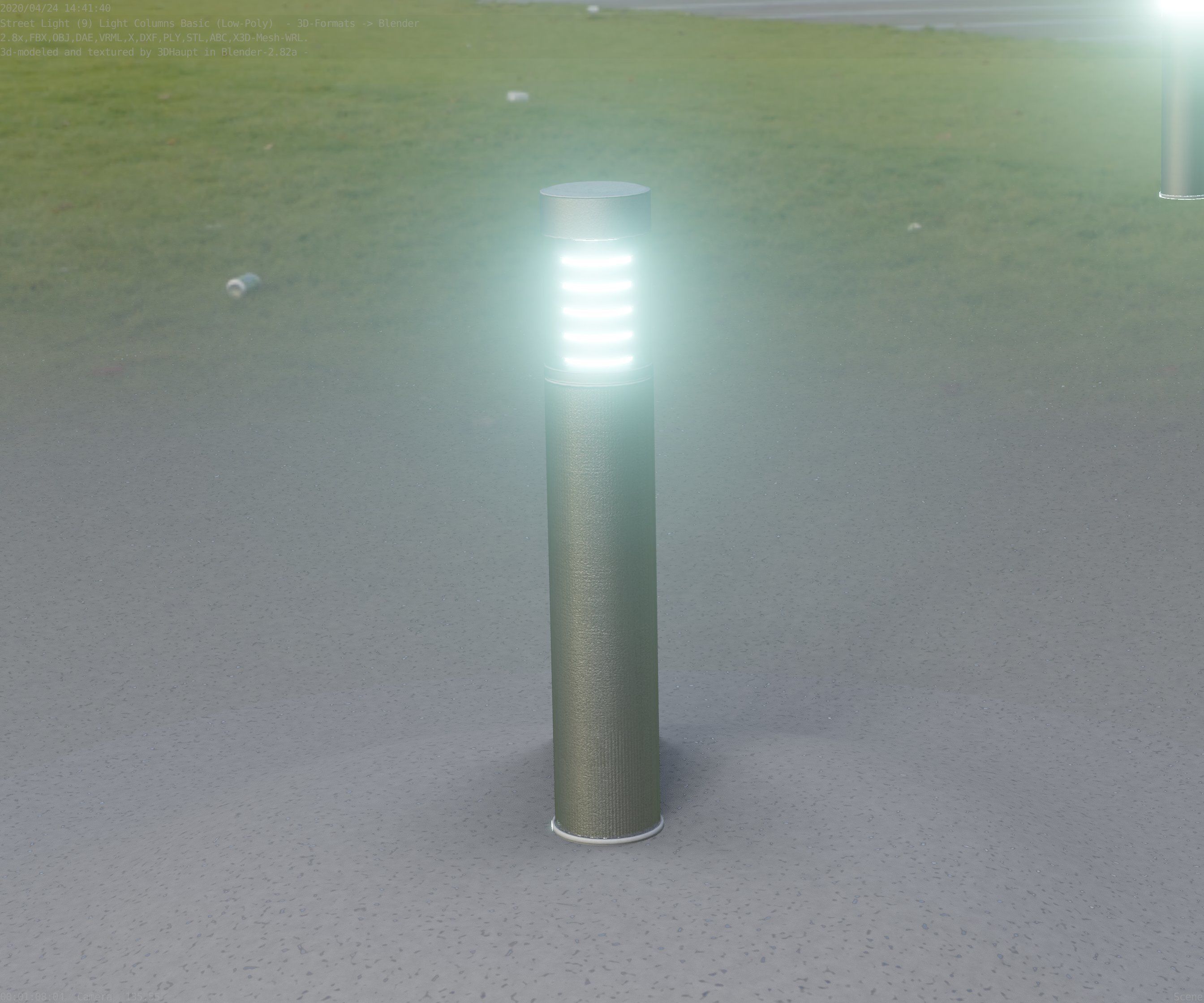 Low-Poly Basic Light Column 17 - Street Light Set-9 Low-poly 3D model_44