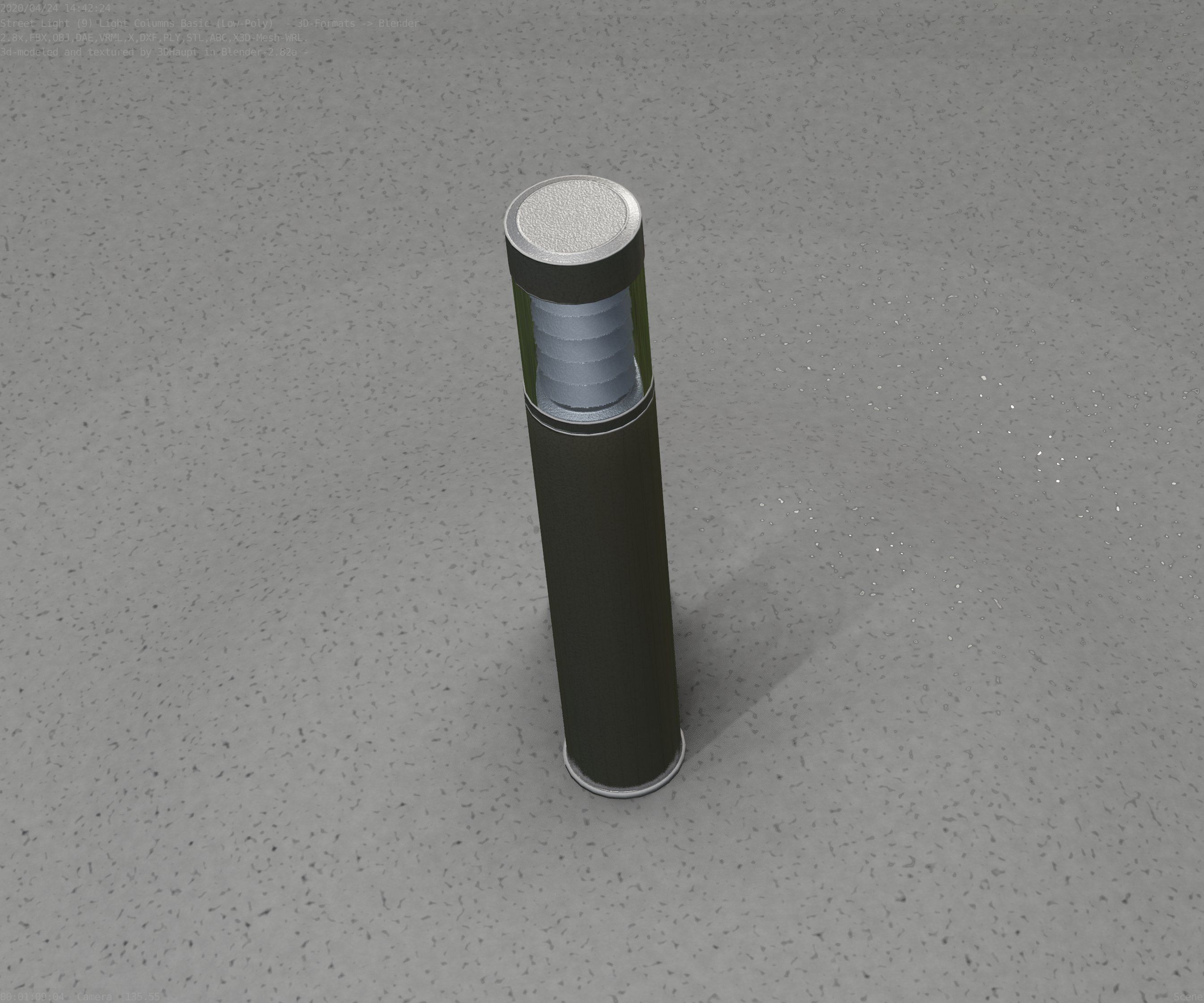 Low-Poly Basic Light Column 17 - Street Light Set-9 Low-poly 3D model_60
