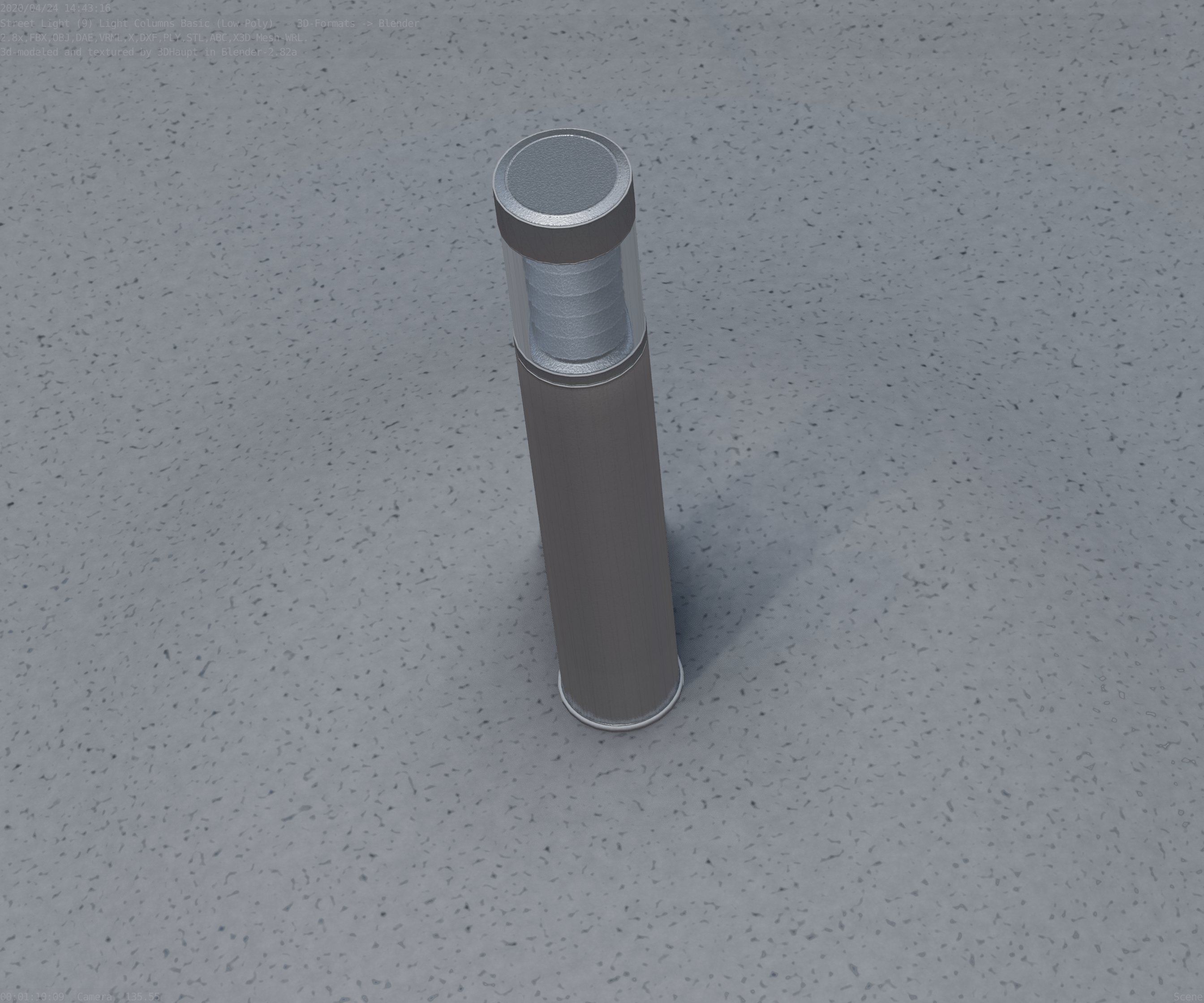 Low-Poly Basic Light Column 17 - Street Light Set-9 Low-poly 3D model_89