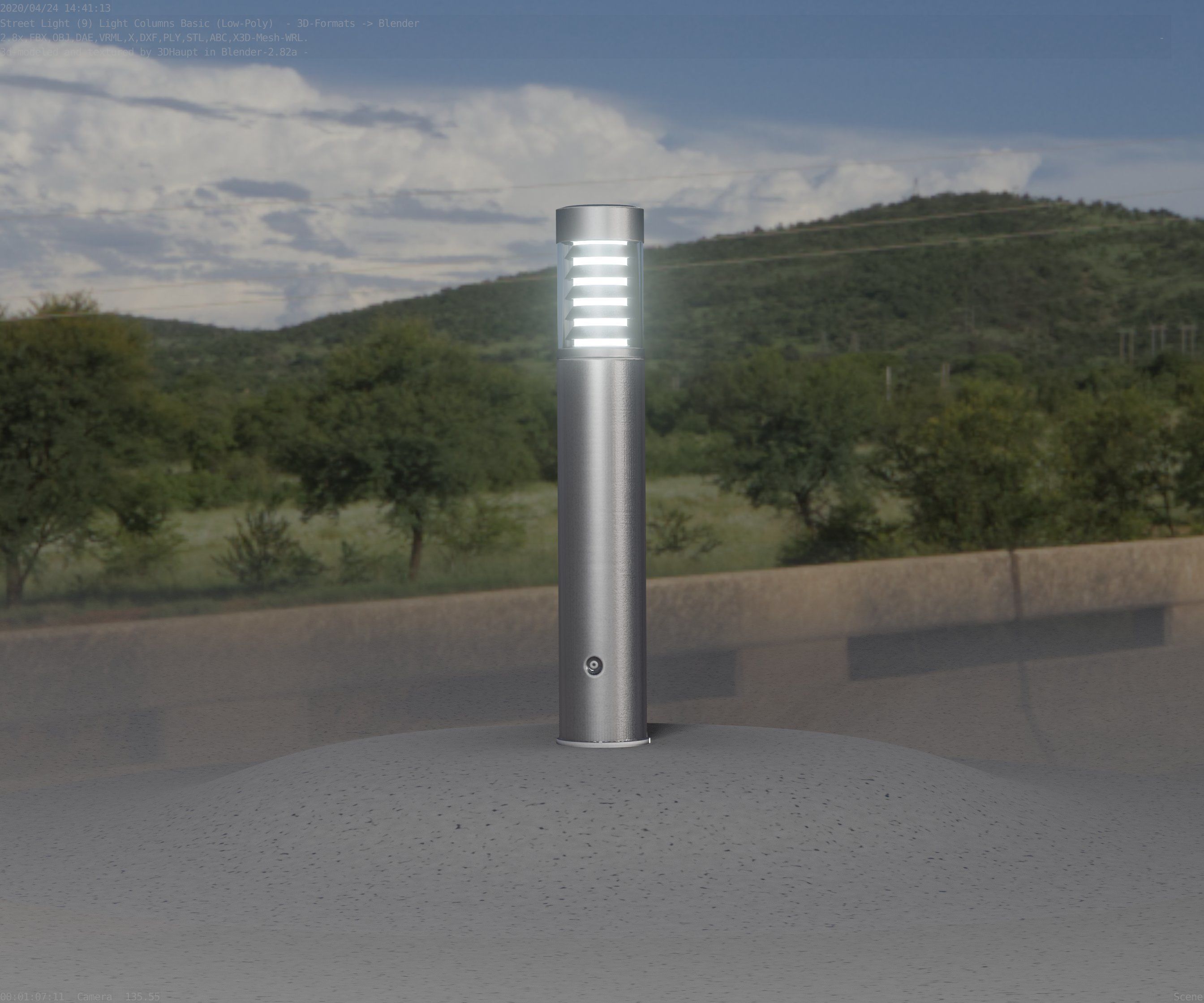 Low-Poly Basic Light Column 17 - Street Light Set-9 Low-poly 3D model_3